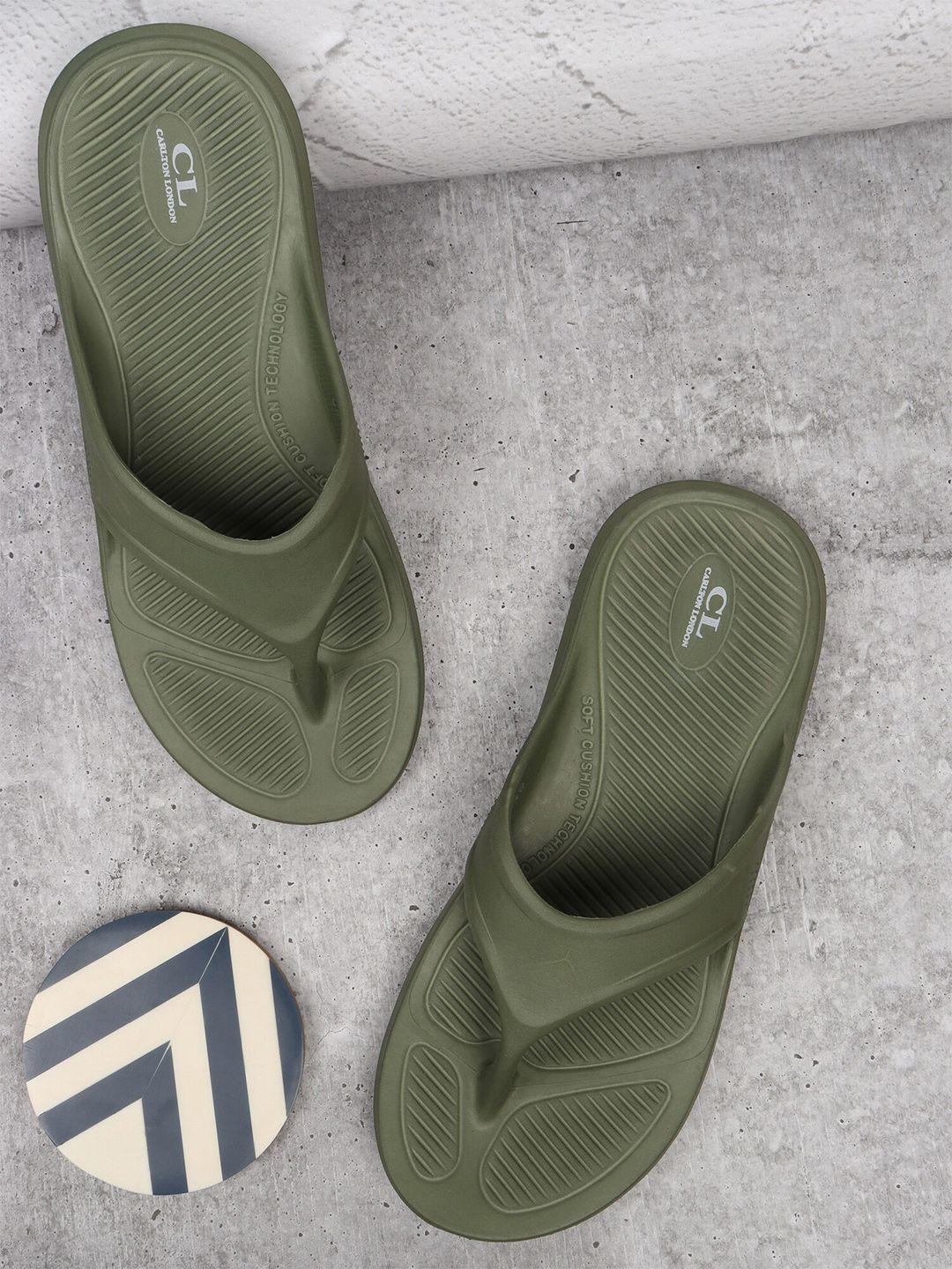 carlton london men olive green croslite thong flip-flops