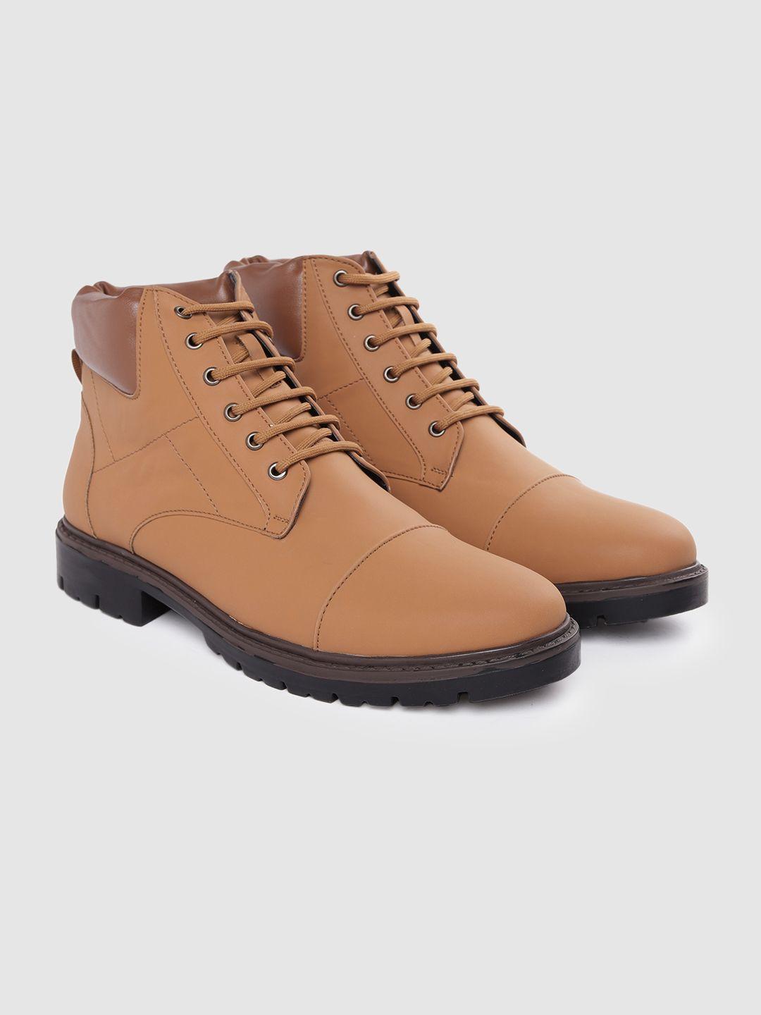 carlton london men tan brown solid biker boots