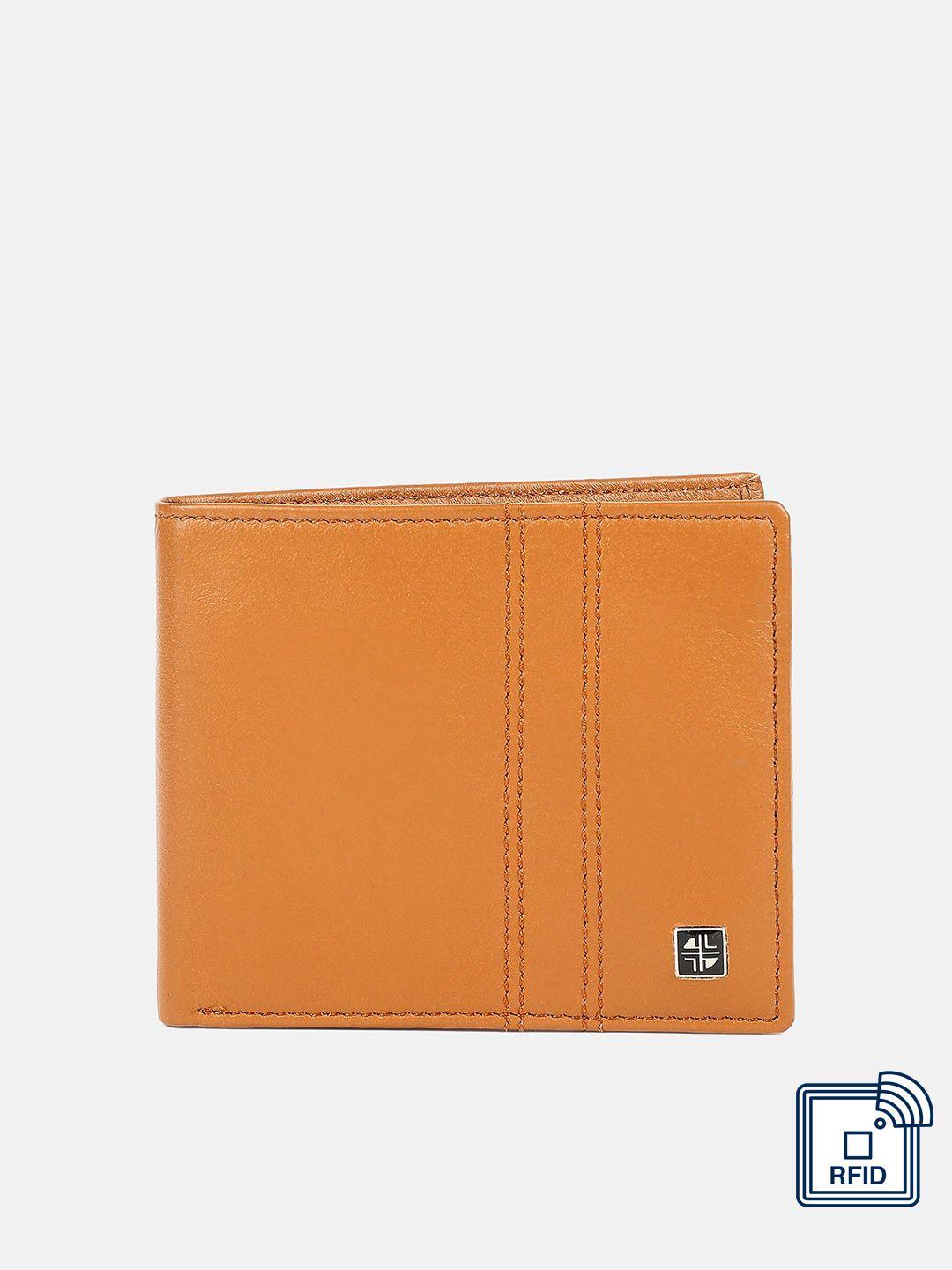 carlton london men tan leather two fold wallet