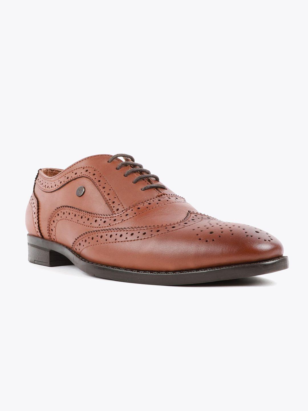 carlton london men tan perforations brogues