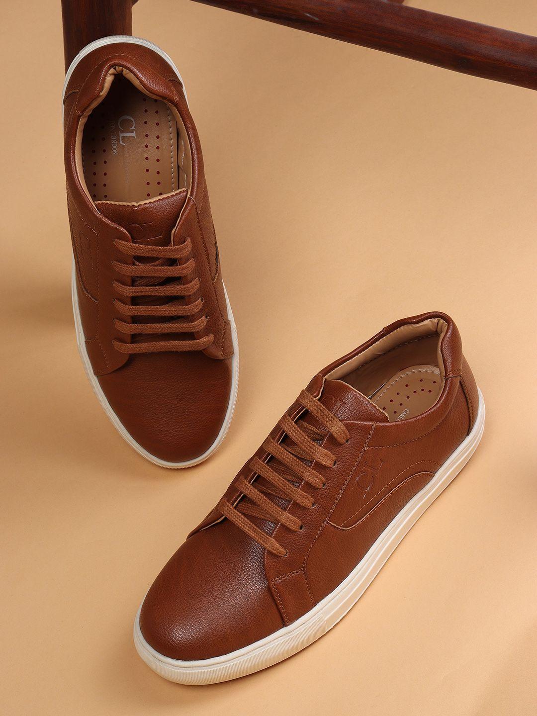 carlton london men tan synthetic sneakers