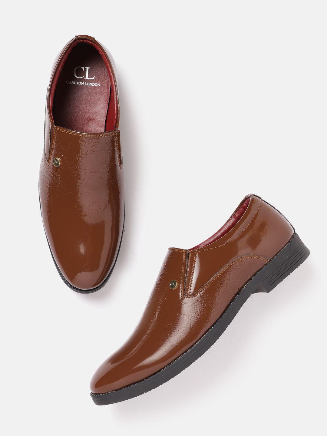 carlton london men textured formal slip-on shoes