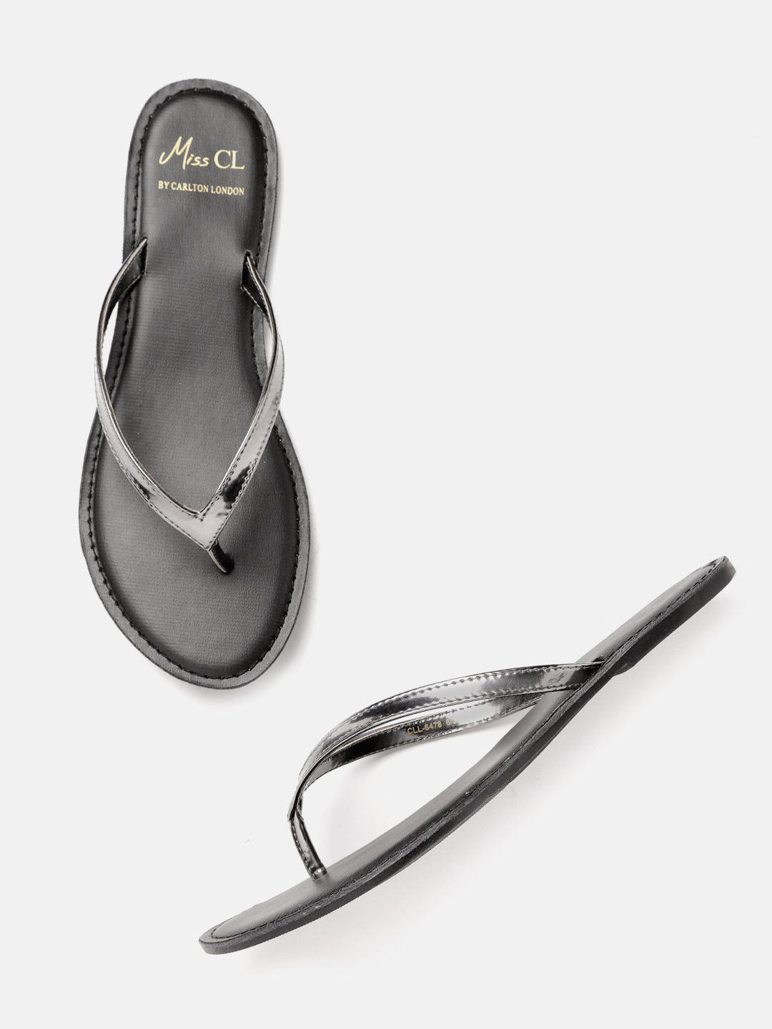 carlton london miss cl women gunmetal-toned solid open toe flats