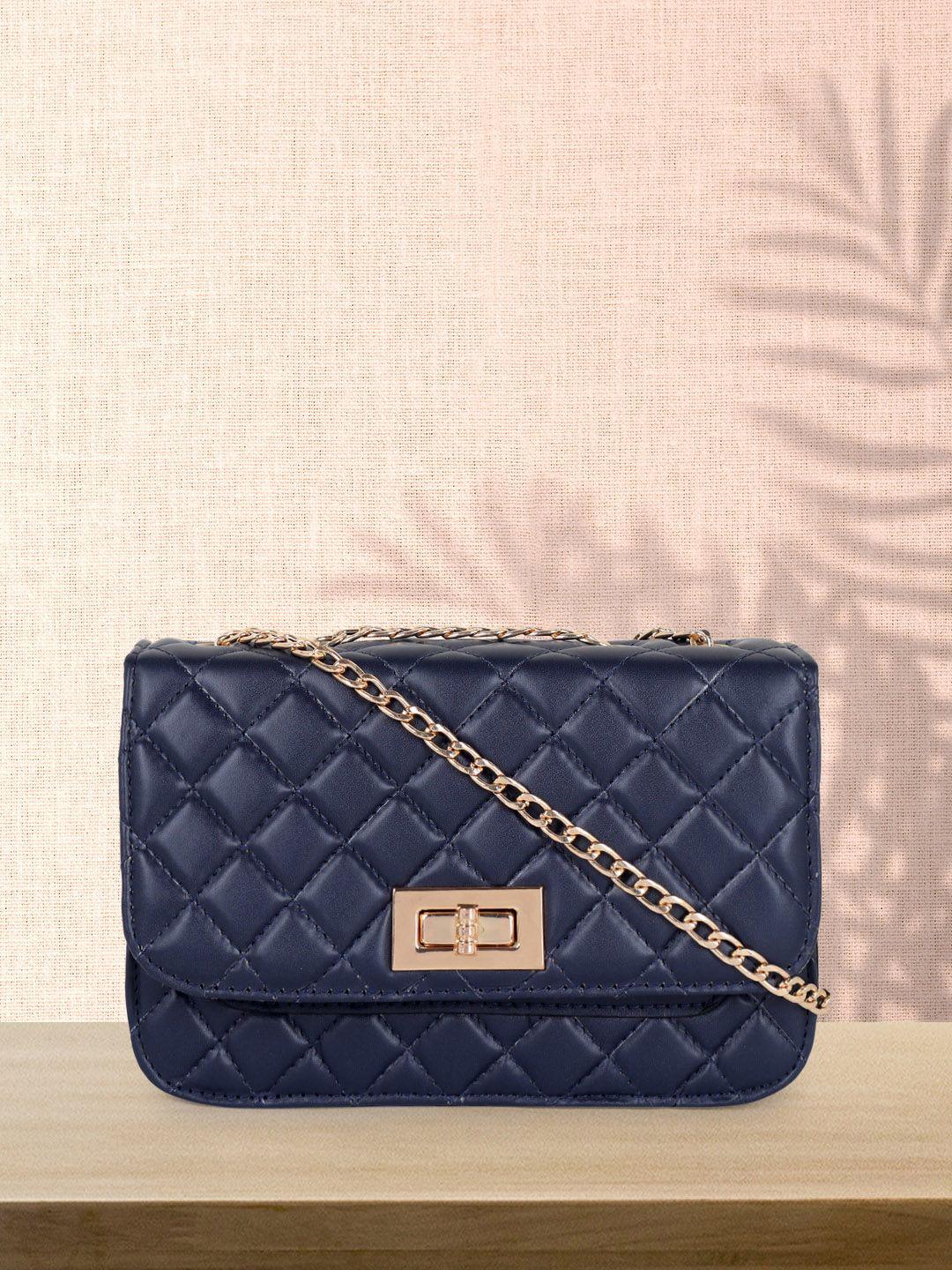 carlton london navy blue sling bag with quilted