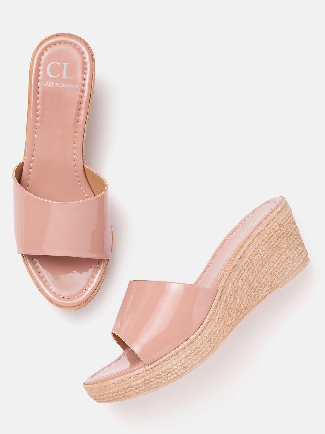 carlton london nude-coloured solid patent finish wedges