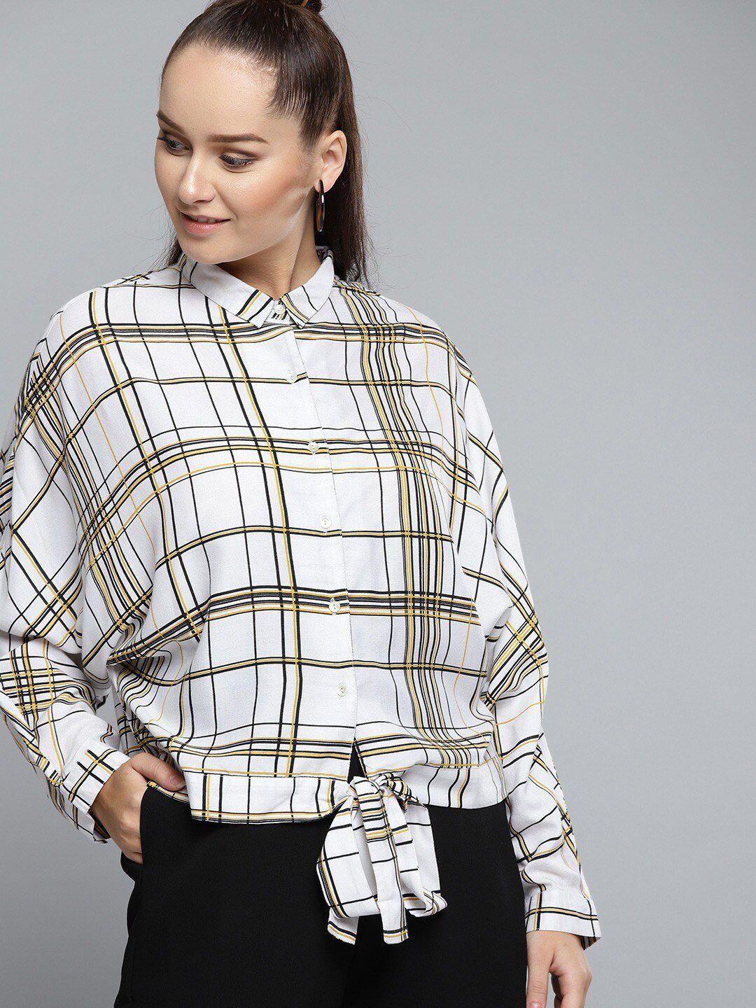 carlton london off white checked shirt style top