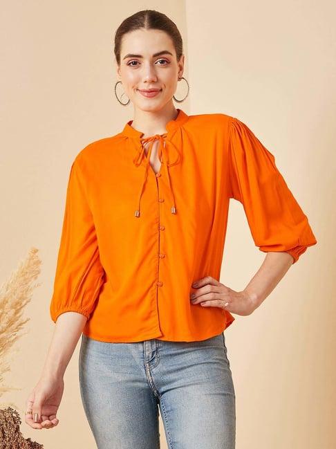 carlton london orange regular fit top