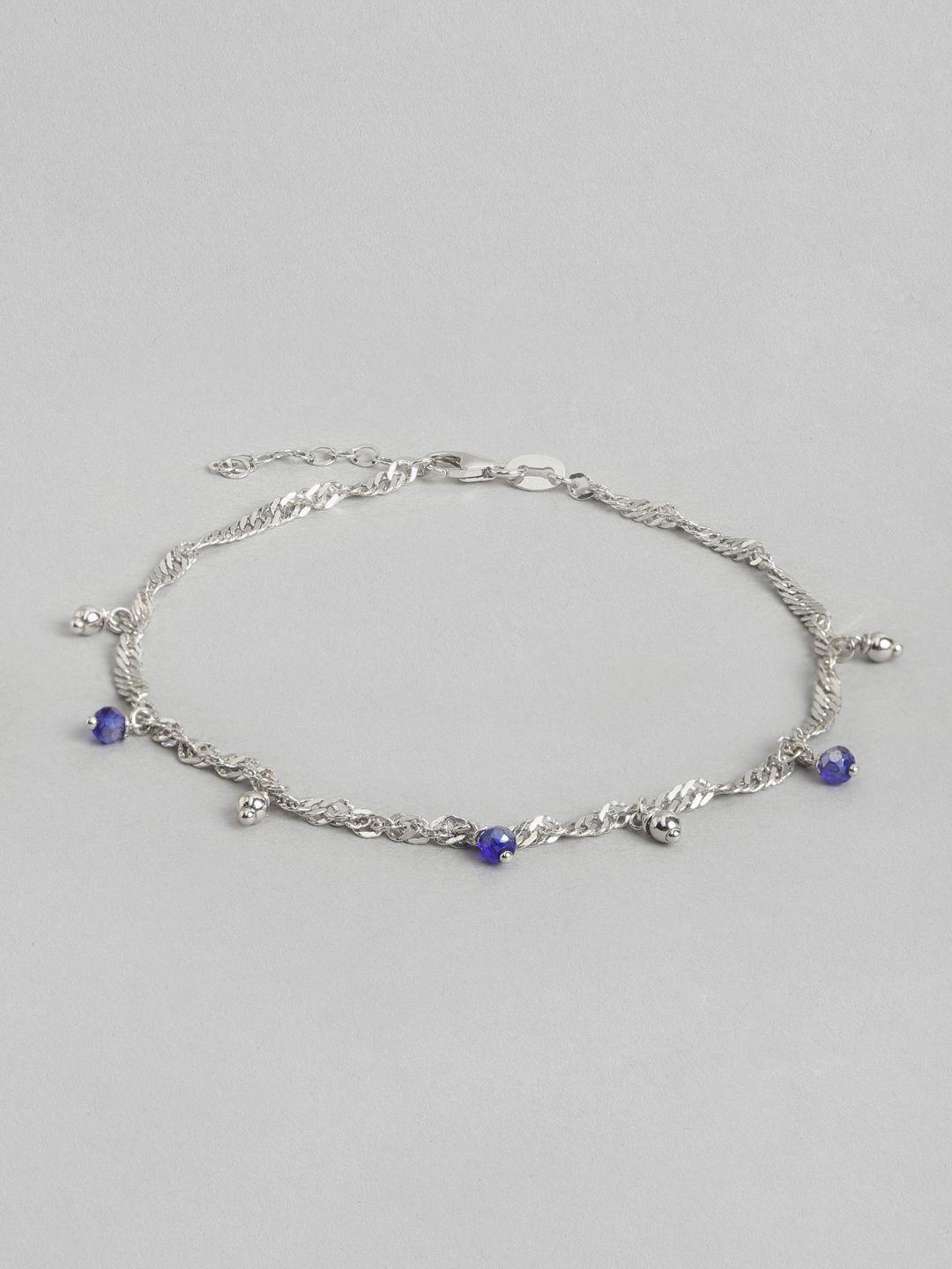 carlton london rhodium-plated brass anklet