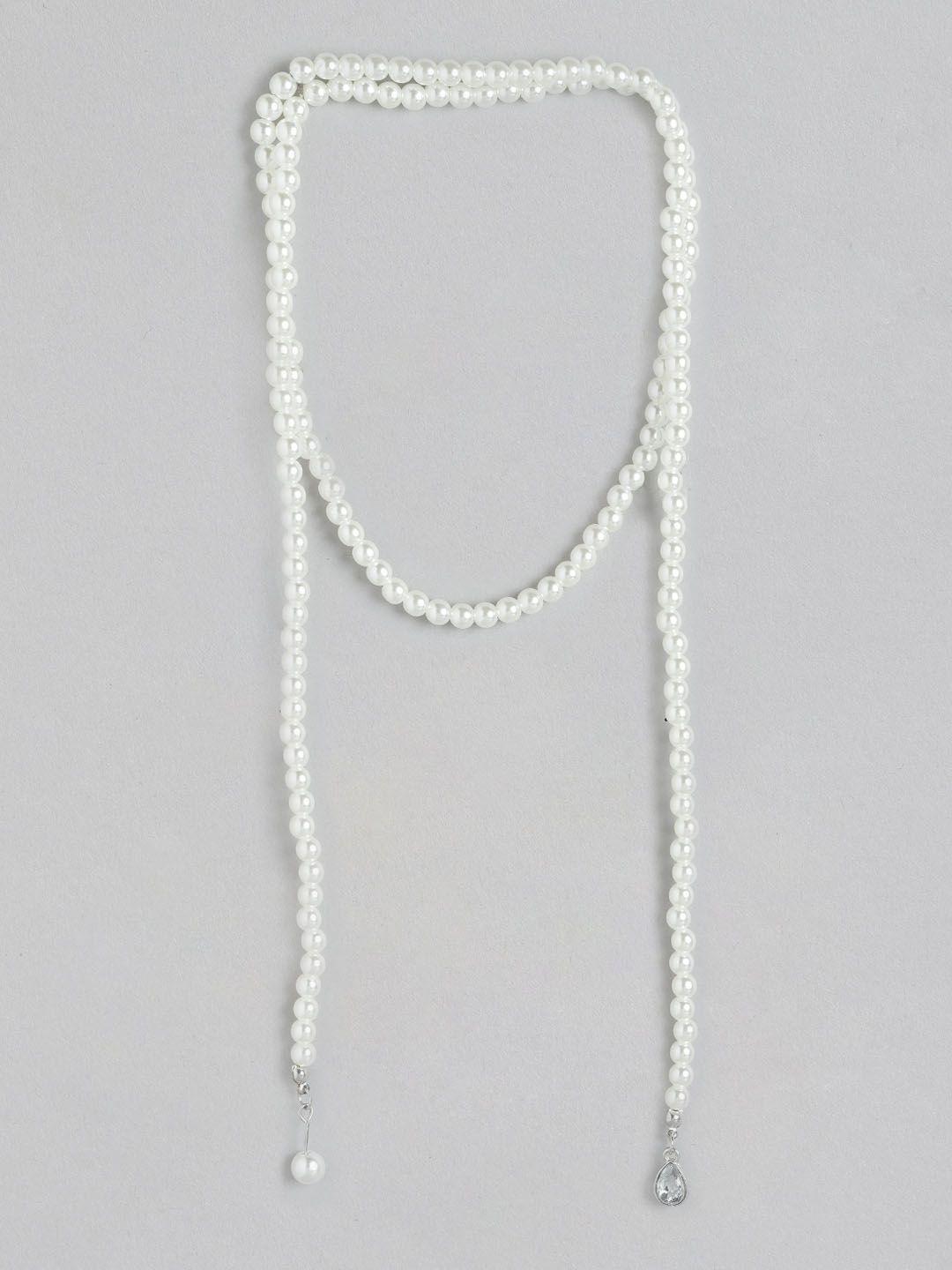 carlton london rhodium-plated pearl necklace
