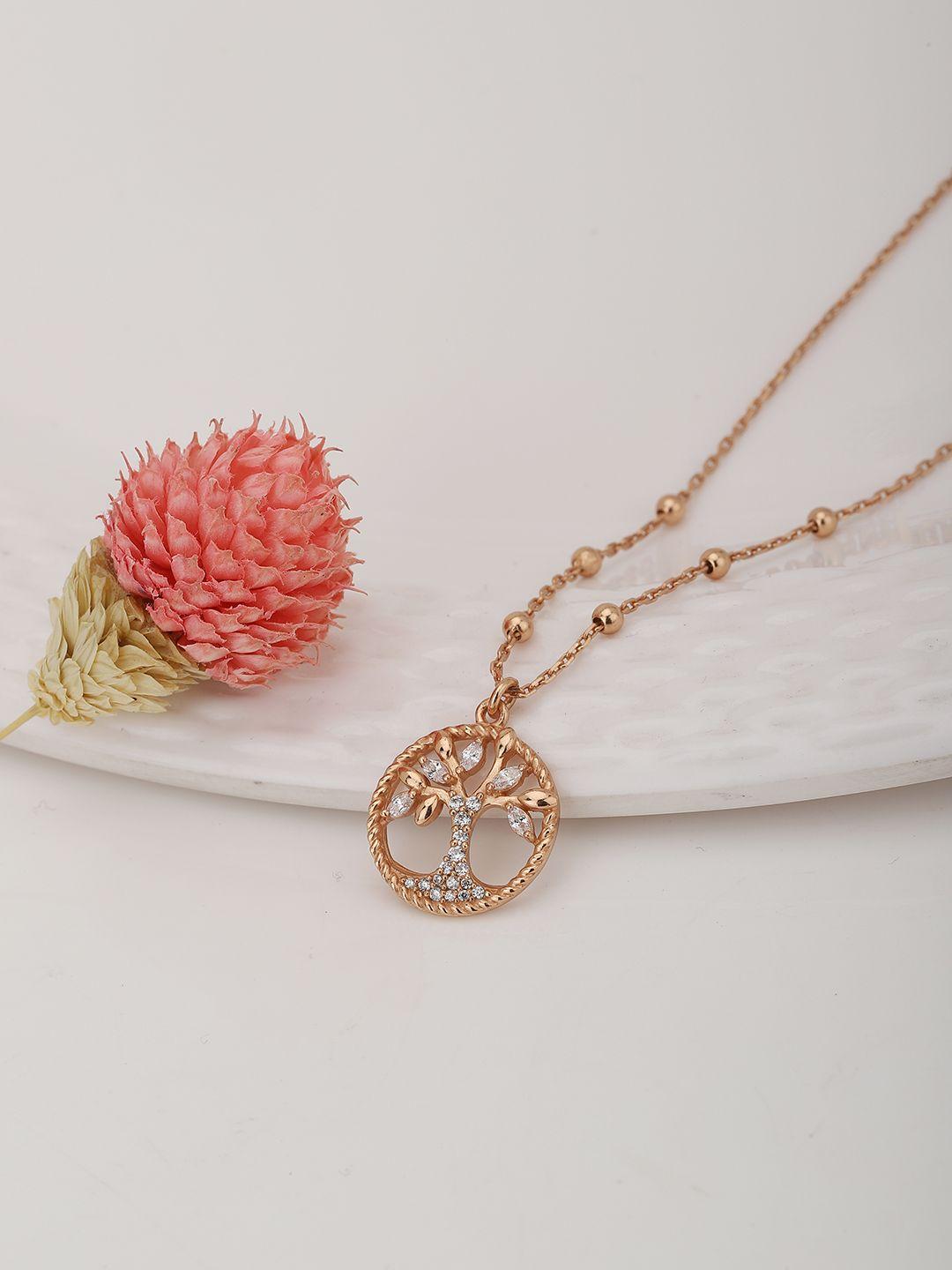 carlton london rose gold brass rose gold-plated necklace