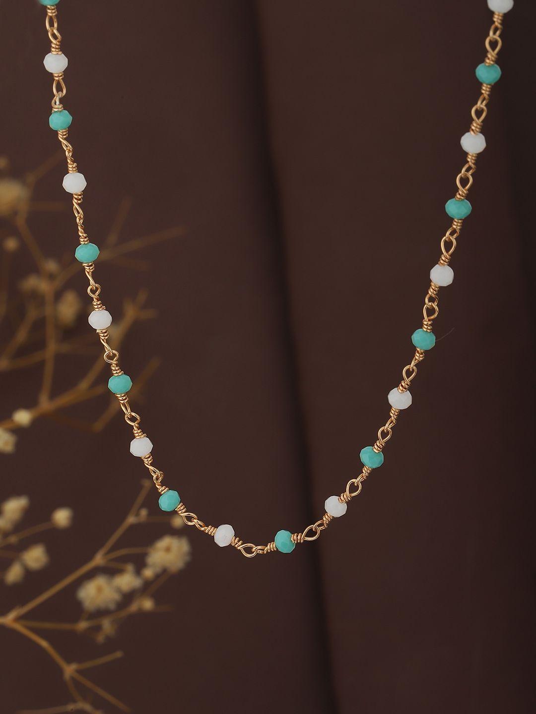 carlton london rose gold-plated & sea green brass necklace