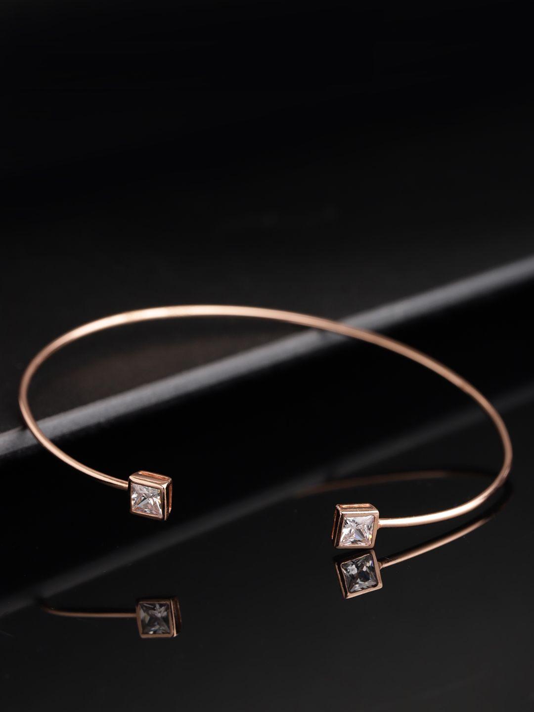 carlton london rose gold-plated cz studded cuff bracelet