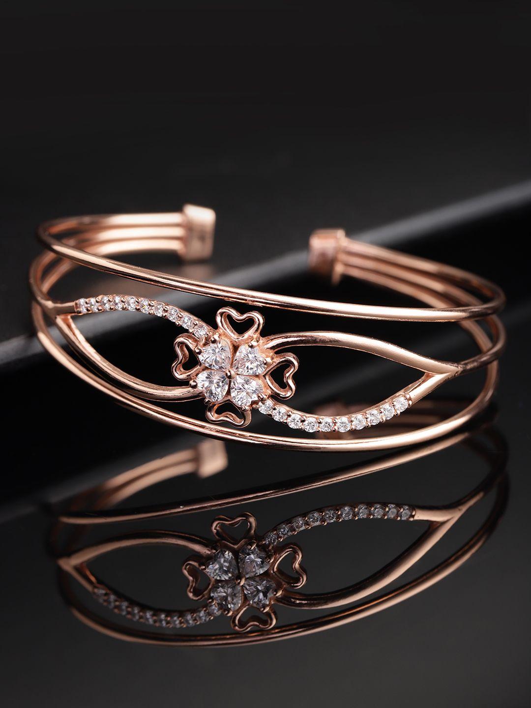 carlton london rose gold-plated cz studded cuff bracelet