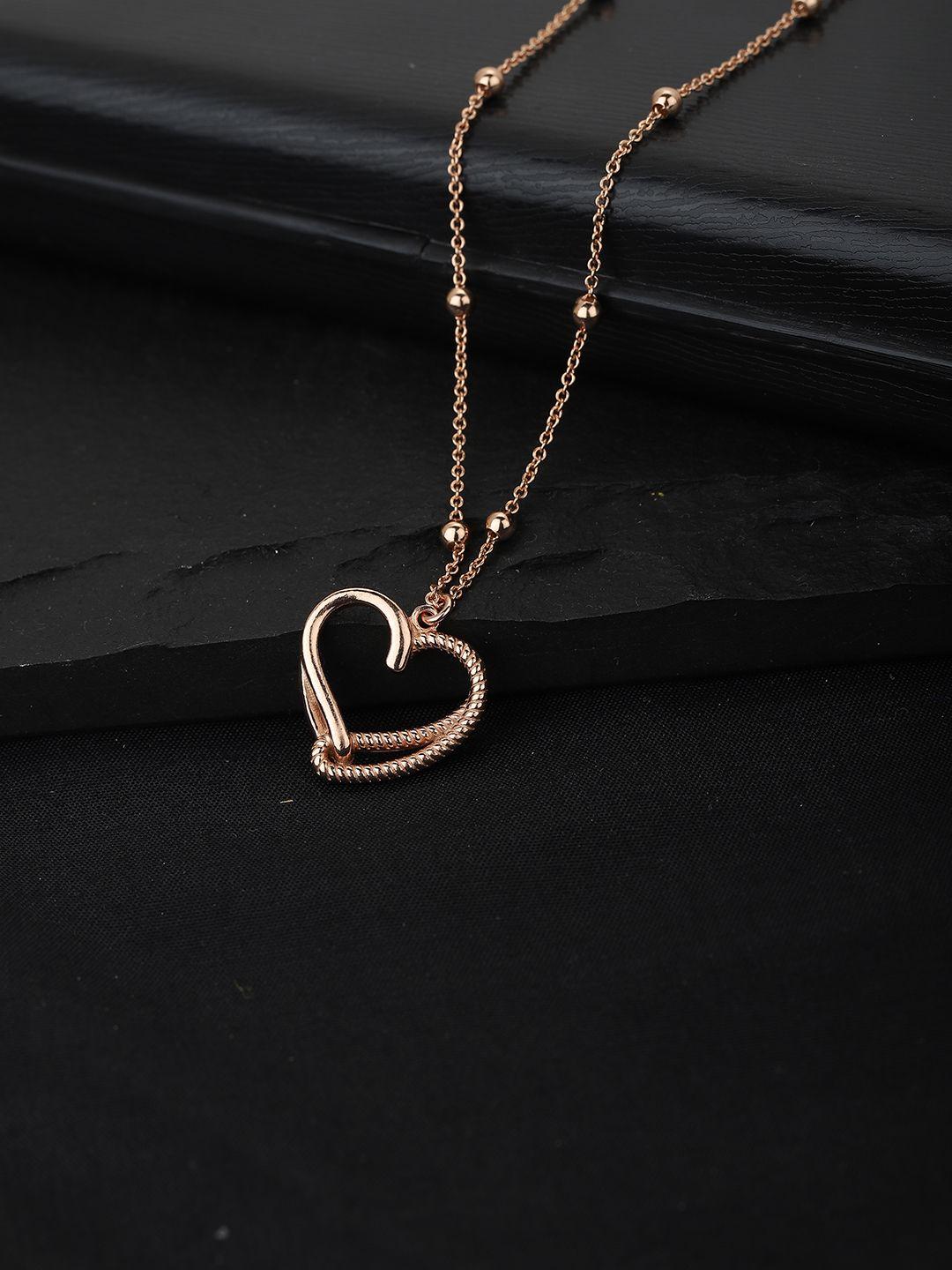 carlton london rose gold-plated heart textured link chain