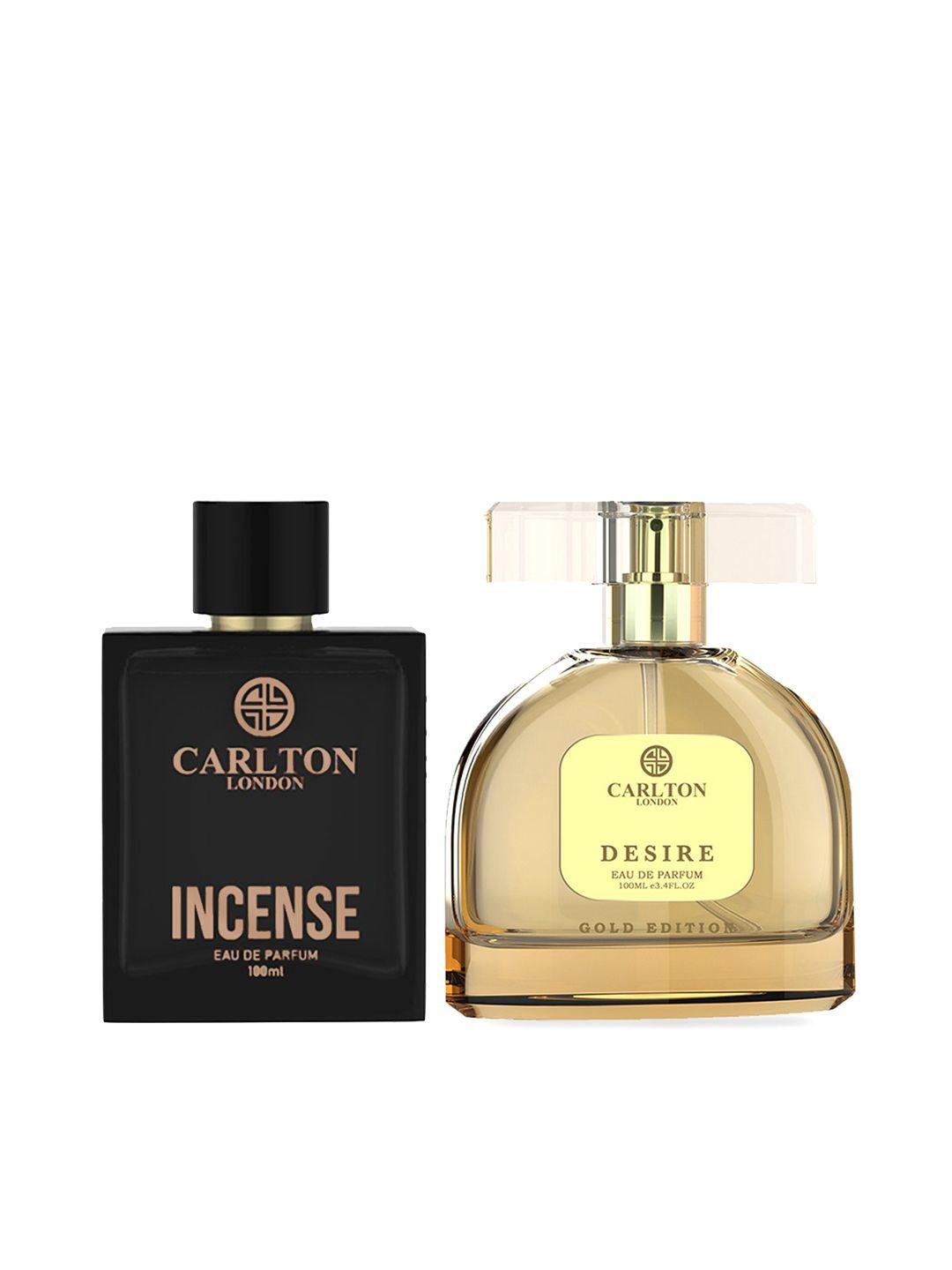 carlton london set of men & women eau de parfums - incense & desire - 100ml each