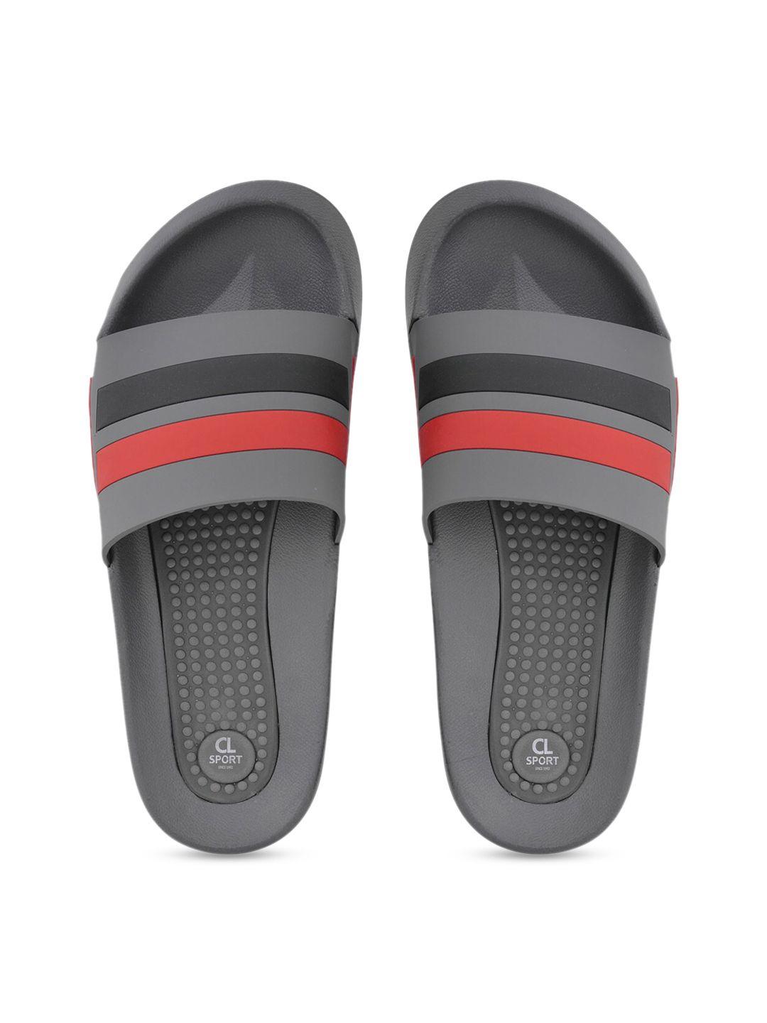 carlton london sports men grey & red striped sliders