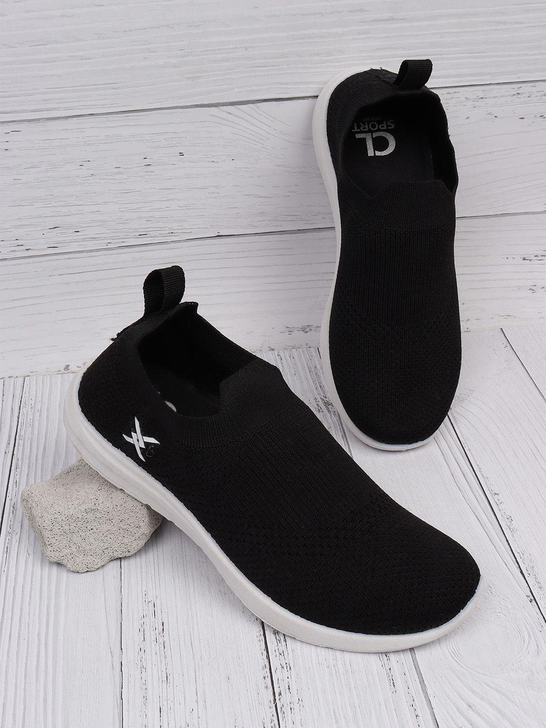 carlton london sports women black woven design slip-on sneakers