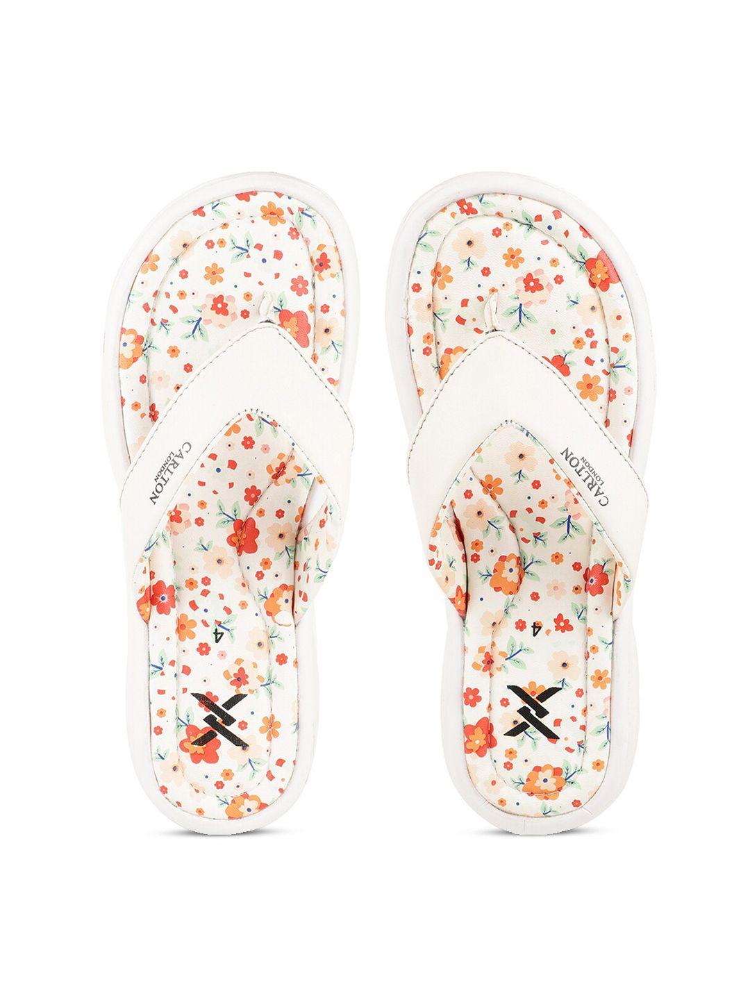 carlton london sports women cream-coloured & green printed thong flip-flops