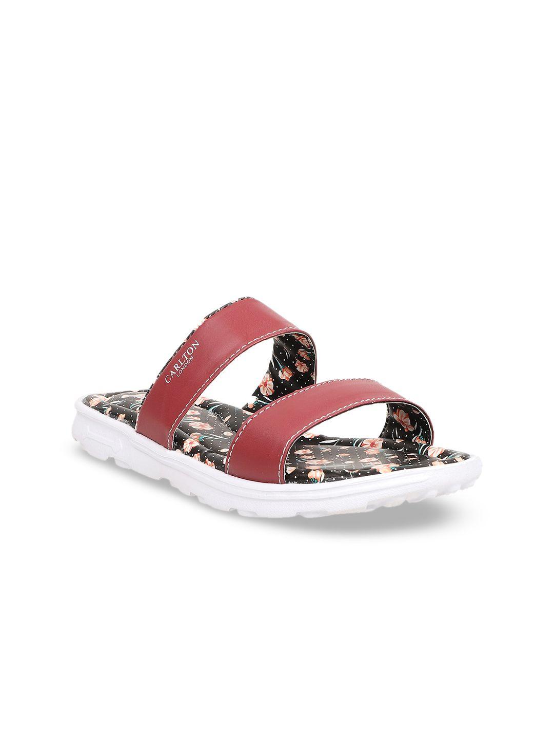 carlton london sports women maroon printed slip-on flip flops