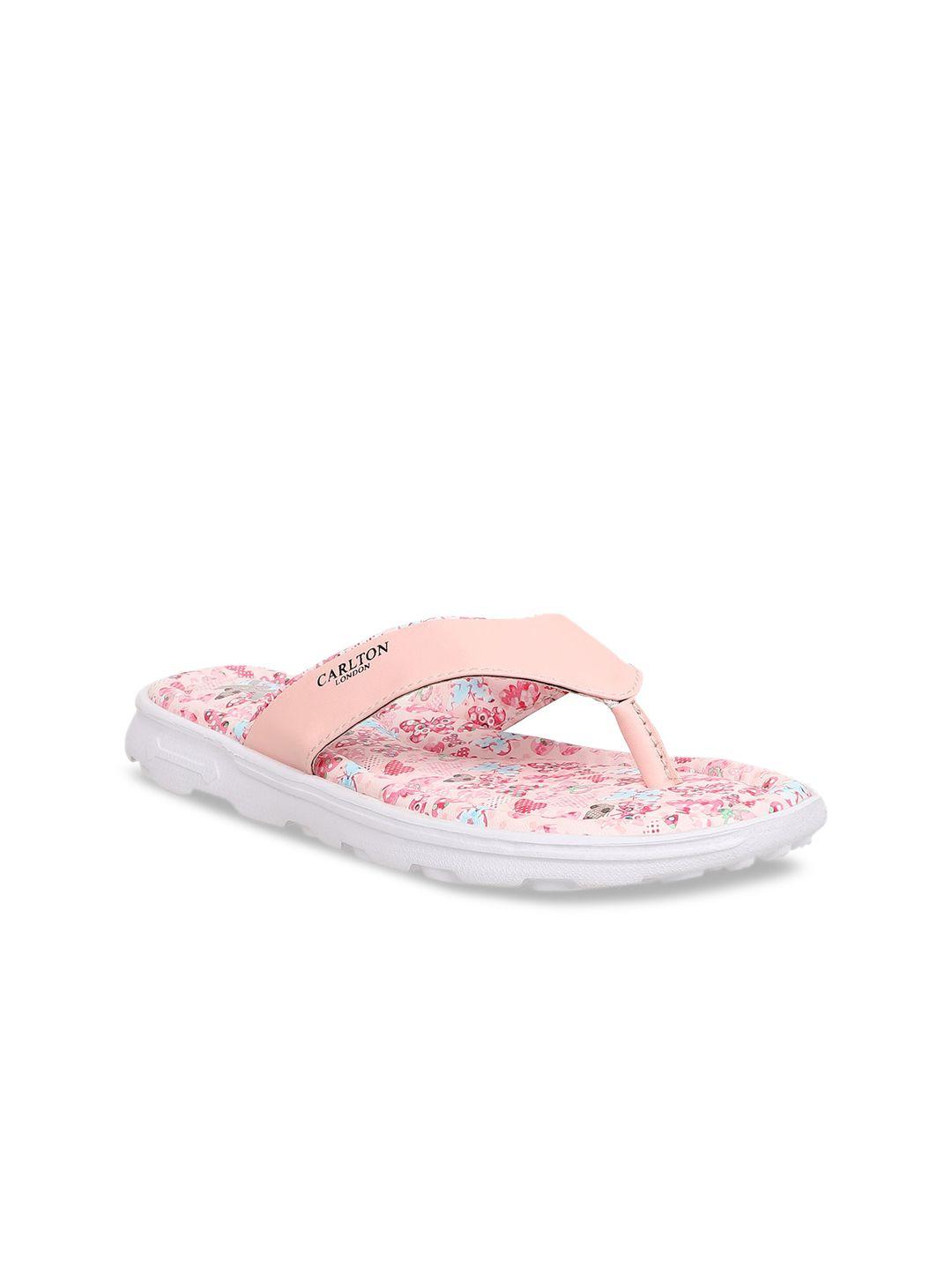 carlton london sports women pink printed thong flip-flops