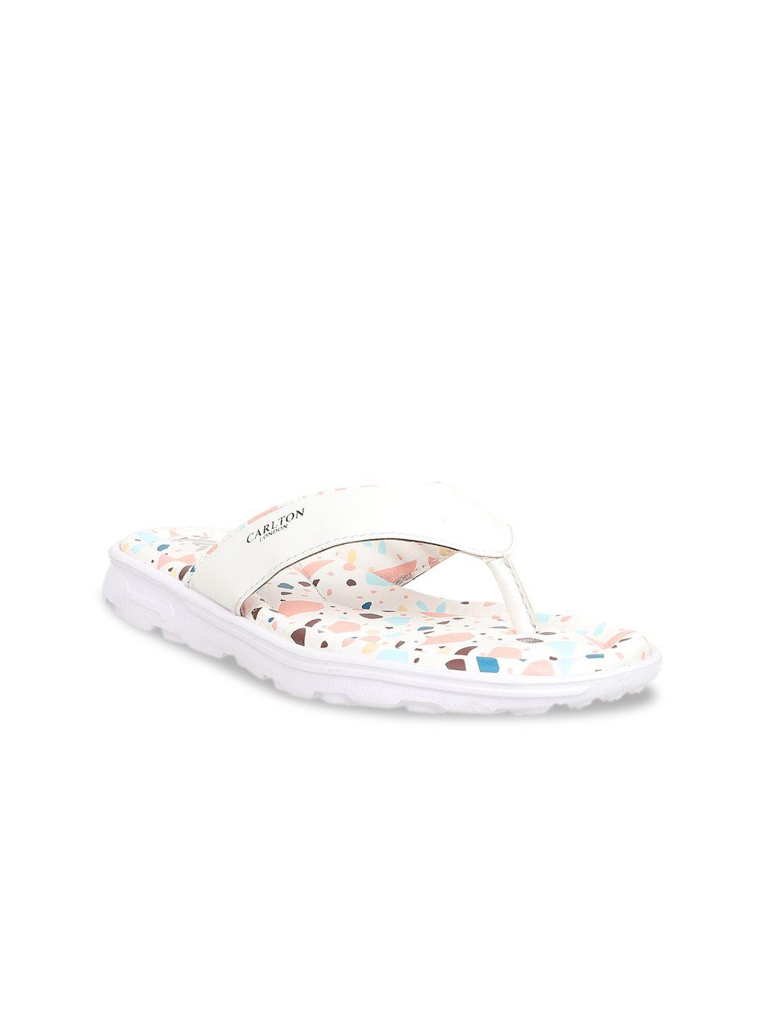 carlton london sports women white printed thong flip-flops