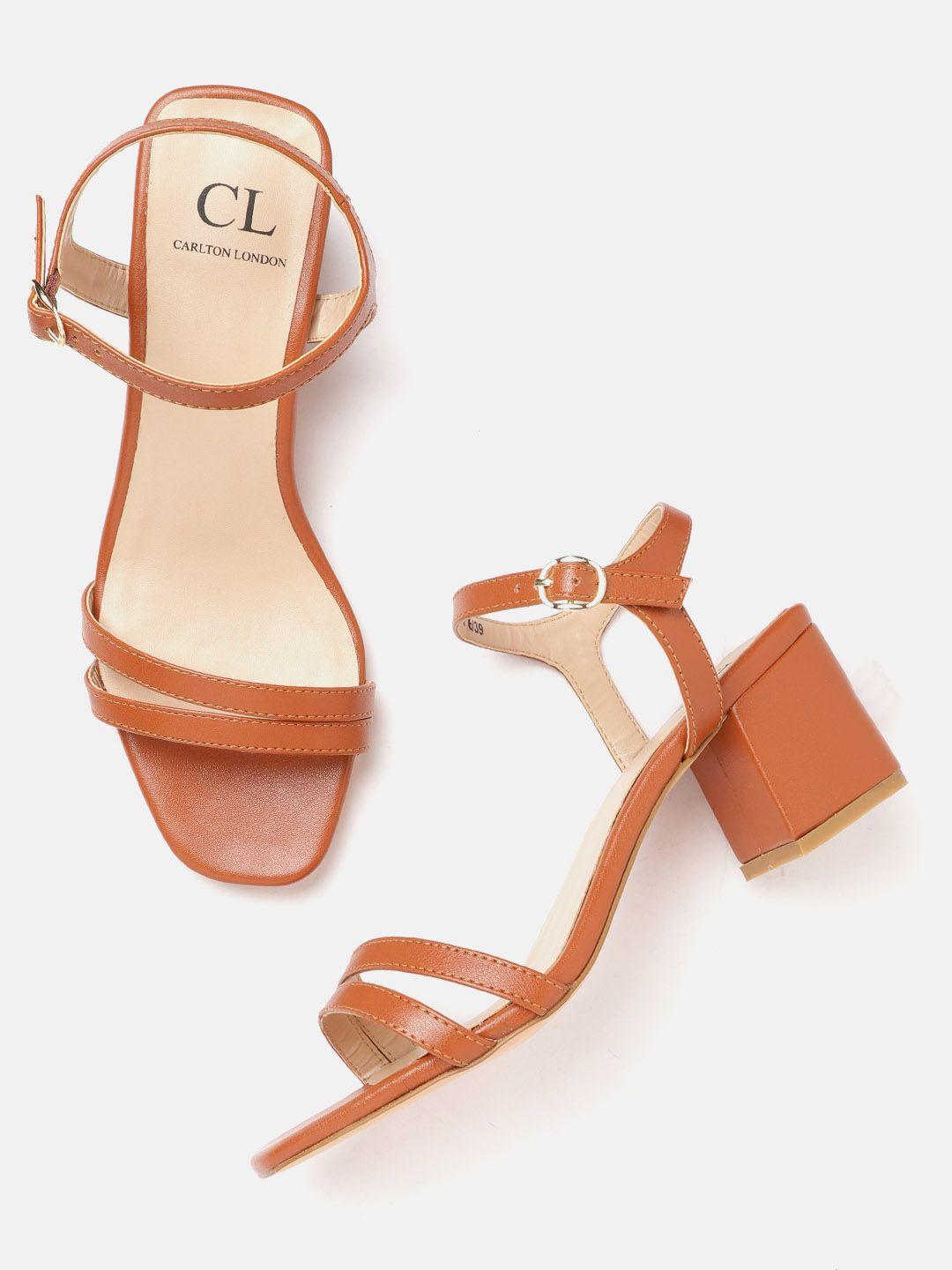 carlton london tan brown solid block heels