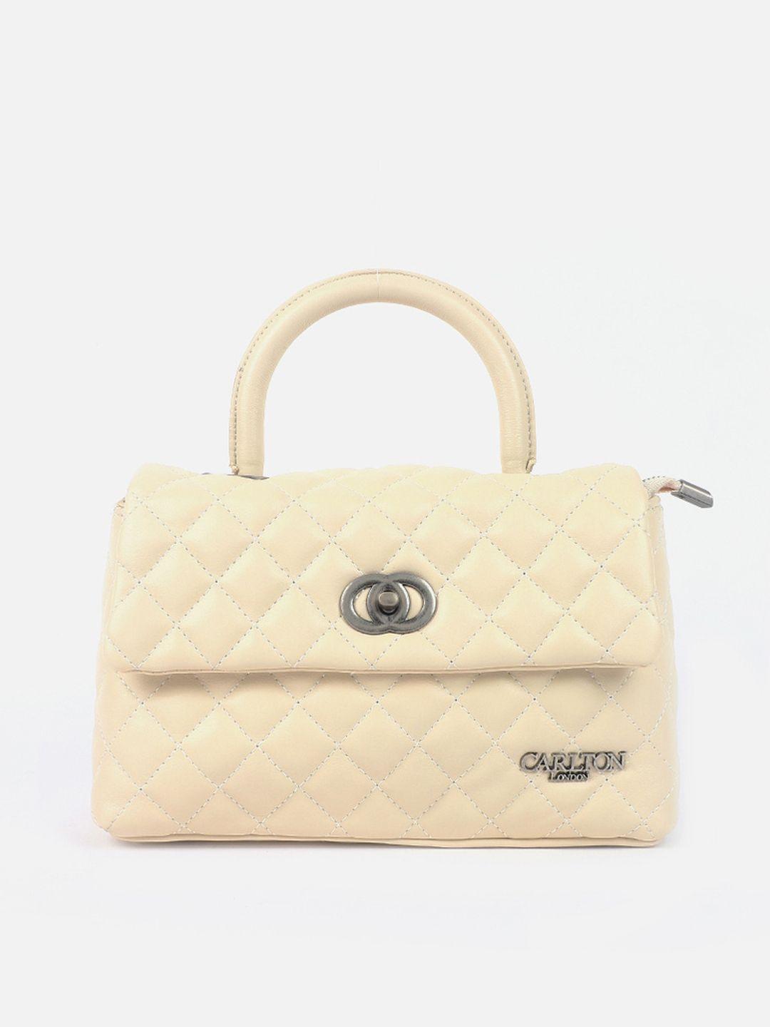 carlton london textured structured satchel handbag with quilted