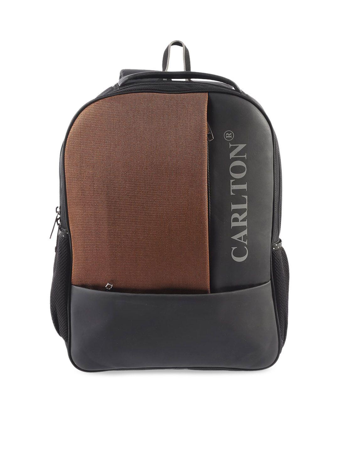 carlton london unisex black & brown colourblocked backpack