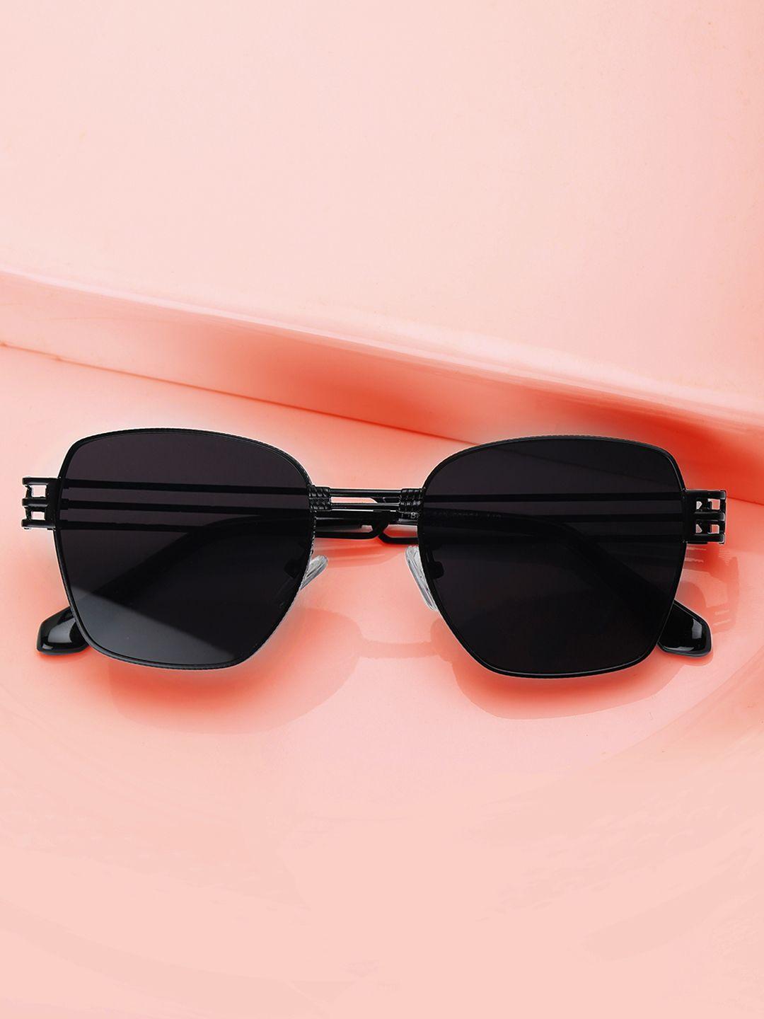 carlton london unisex black lens & black rectangle sunglasses clsu086
