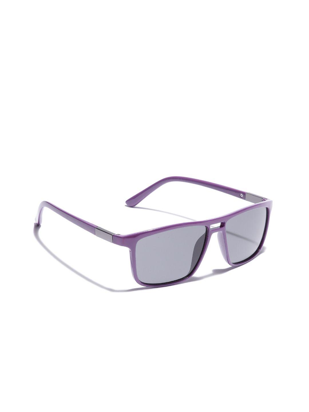 carlton london unisex black lens & purple rectangle sunglasses with uv protected lens