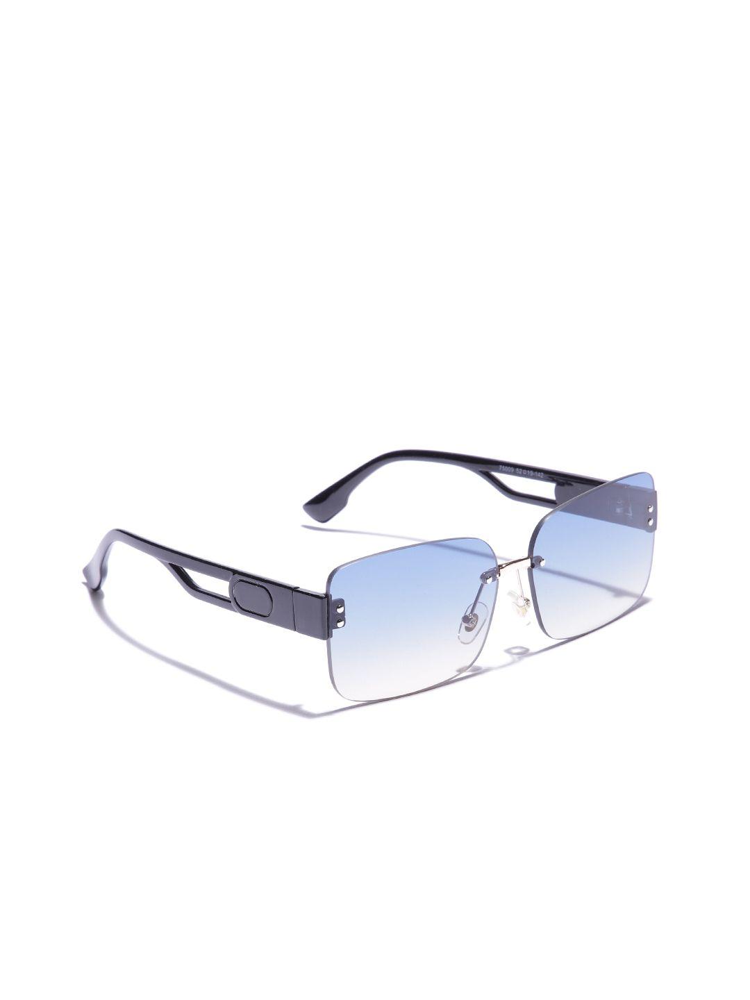 carlton london unisex blue lens & black rectangle sunglasses with uv protected lens