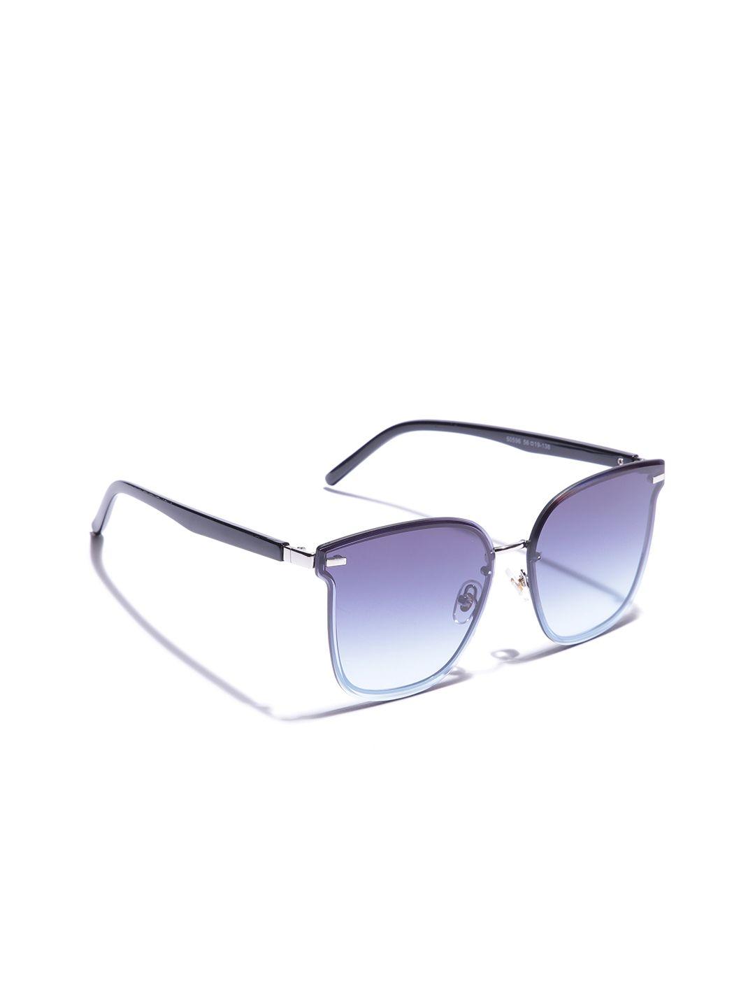carlton london unisex blue lens & silver-toned rectangle sunglasses with uv protected lens