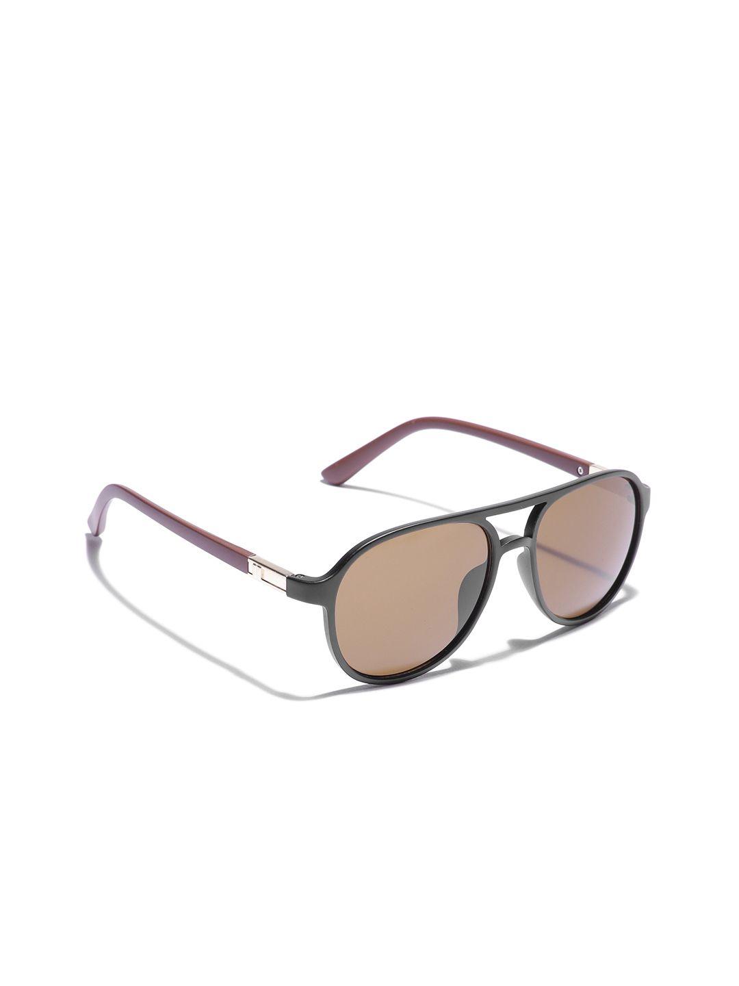 carlton london unisex brown lens & black rectangle sunglasses with uv protected lens