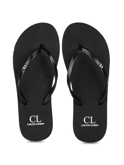 carlton london women's black flip flops