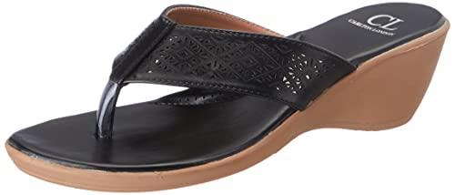 carlton london women's black wedge sandal-4 kids uk (cll-6734)