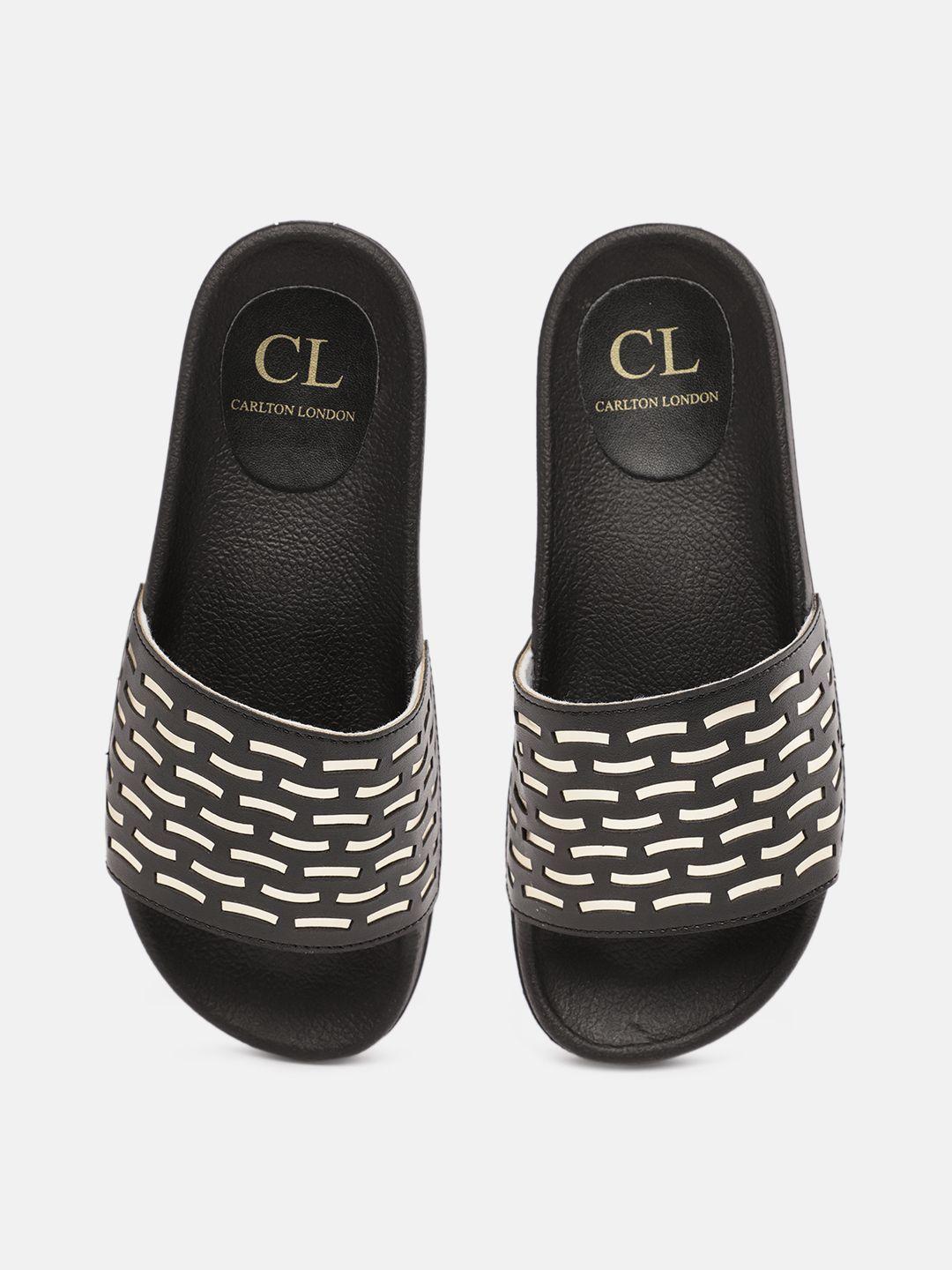 carlton london women black & white self design sliders