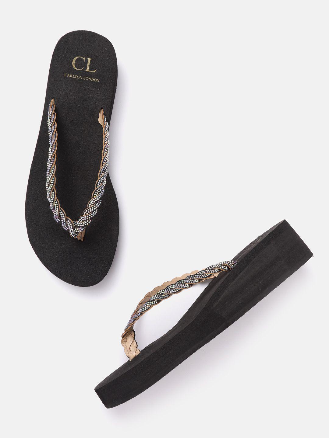 carlton london women black embellished comfort heels
