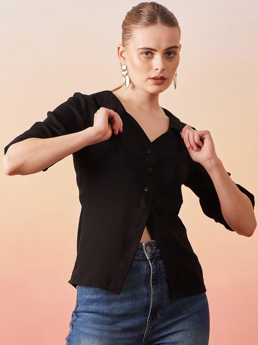 carlton london women black opaque casual shirt