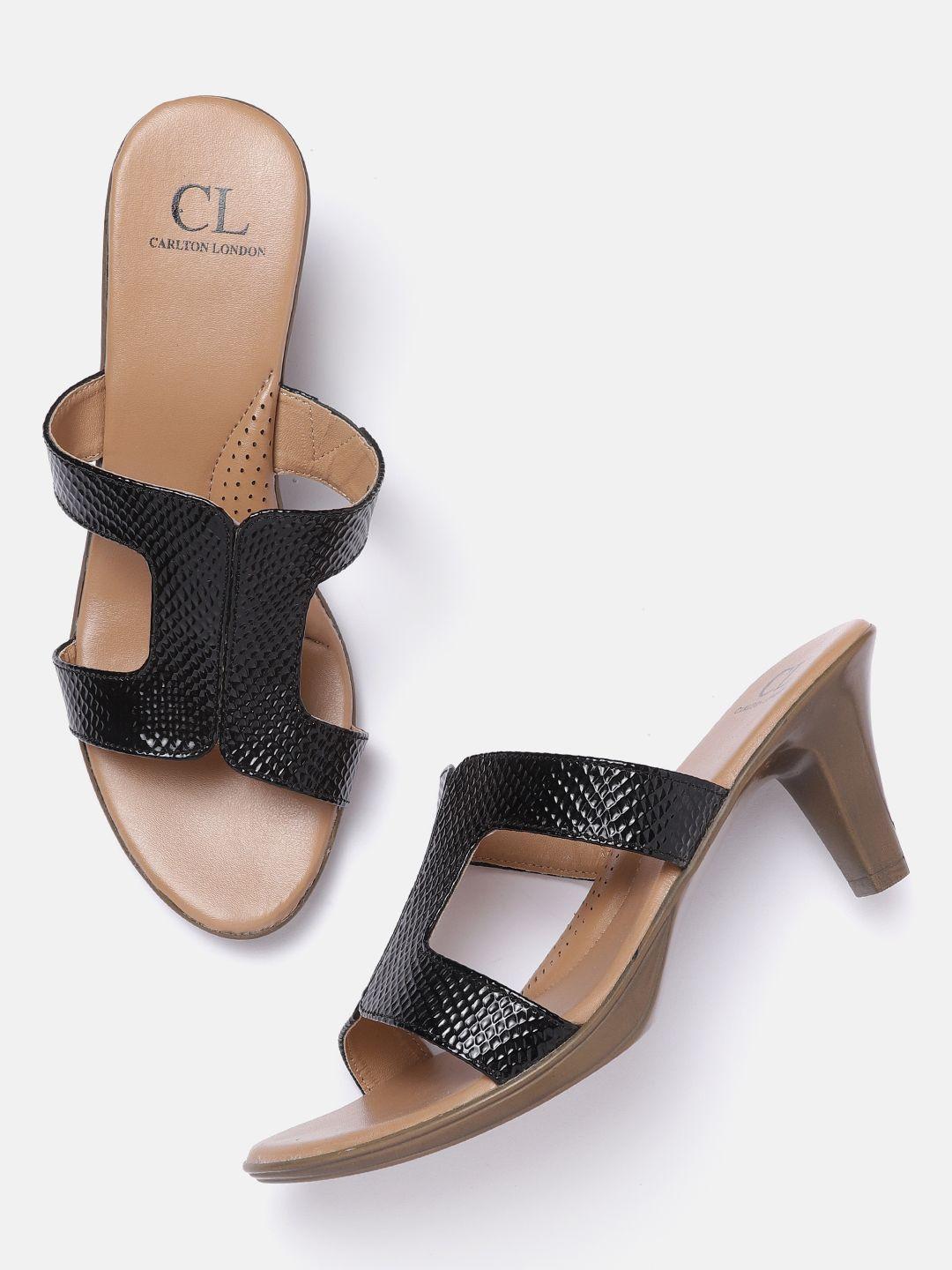 carlton london women black snake skin textured heels