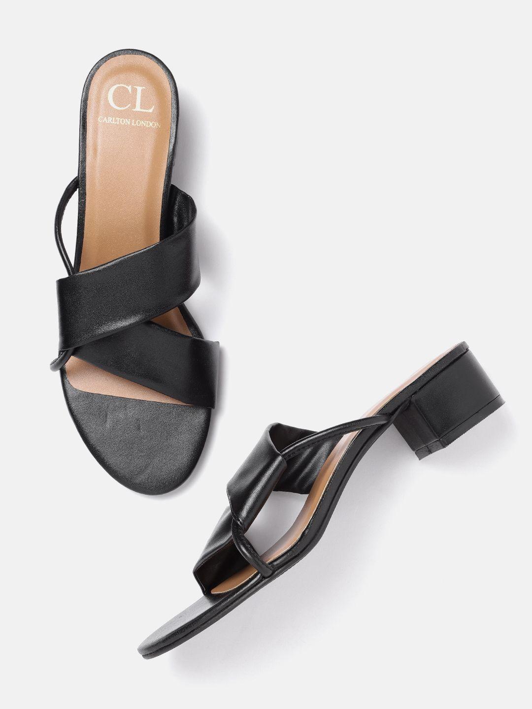 carlton london women black solid block heels