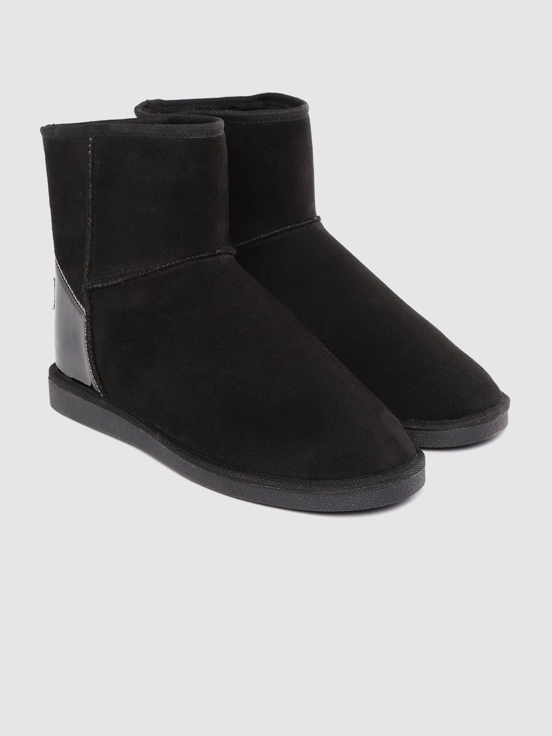 carlton london women black solid mid-top snug boots