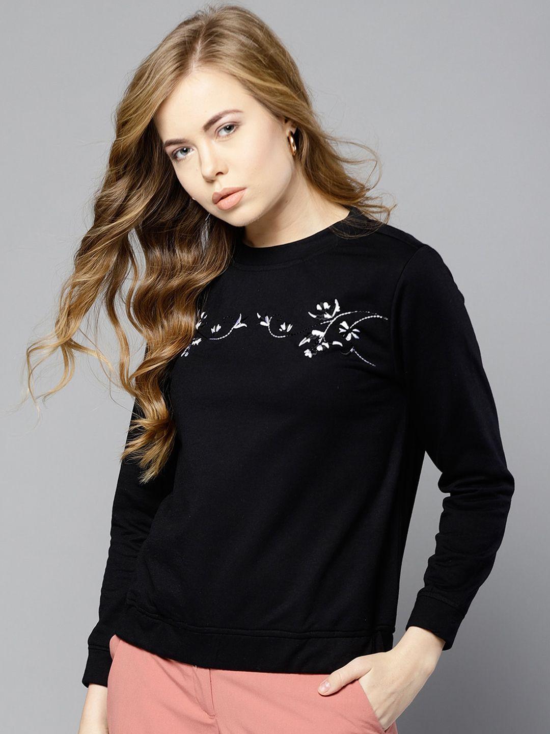 carlton london women black solid sweatshirt