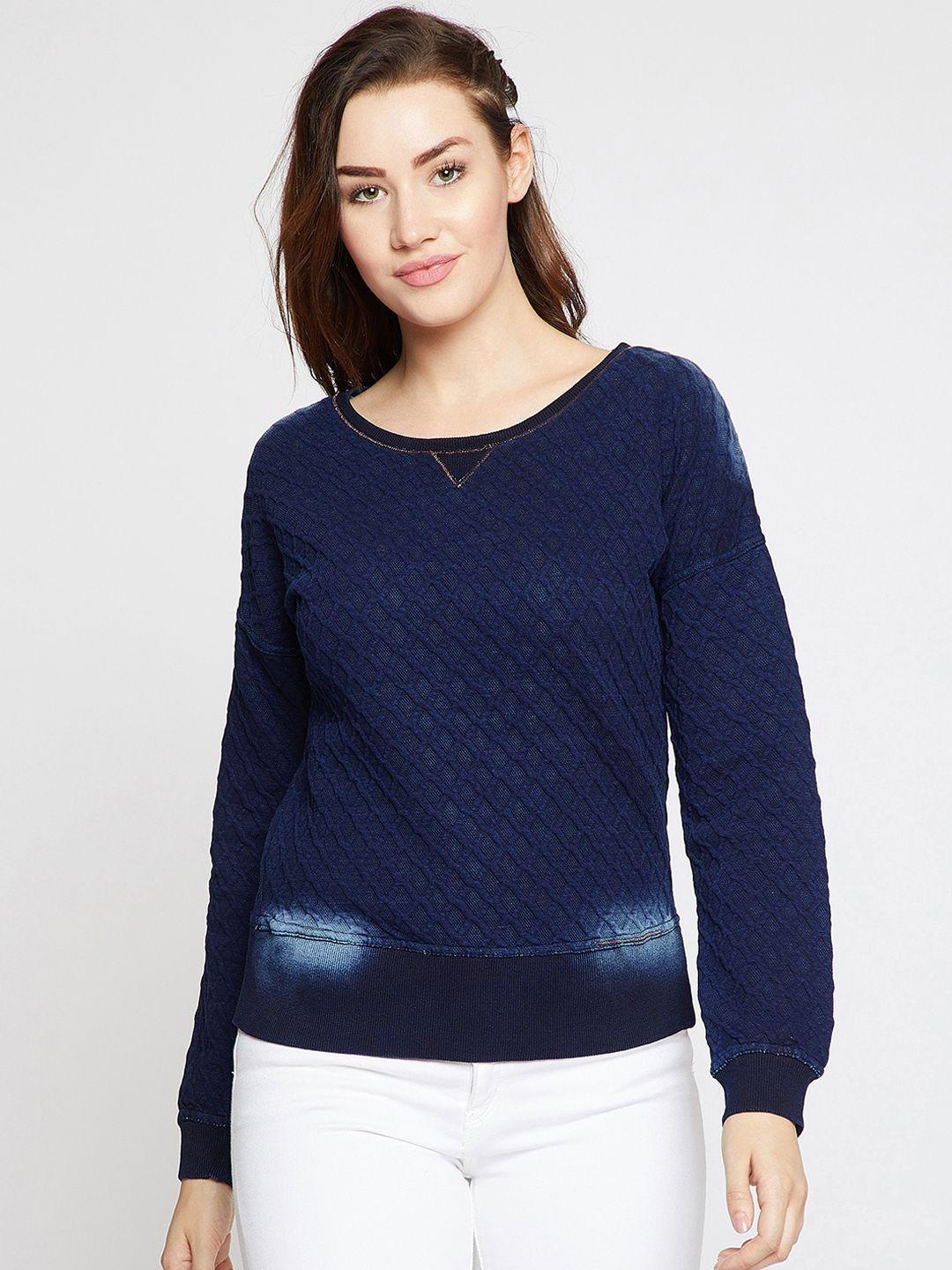 carlton london women blue solid sweatshirt