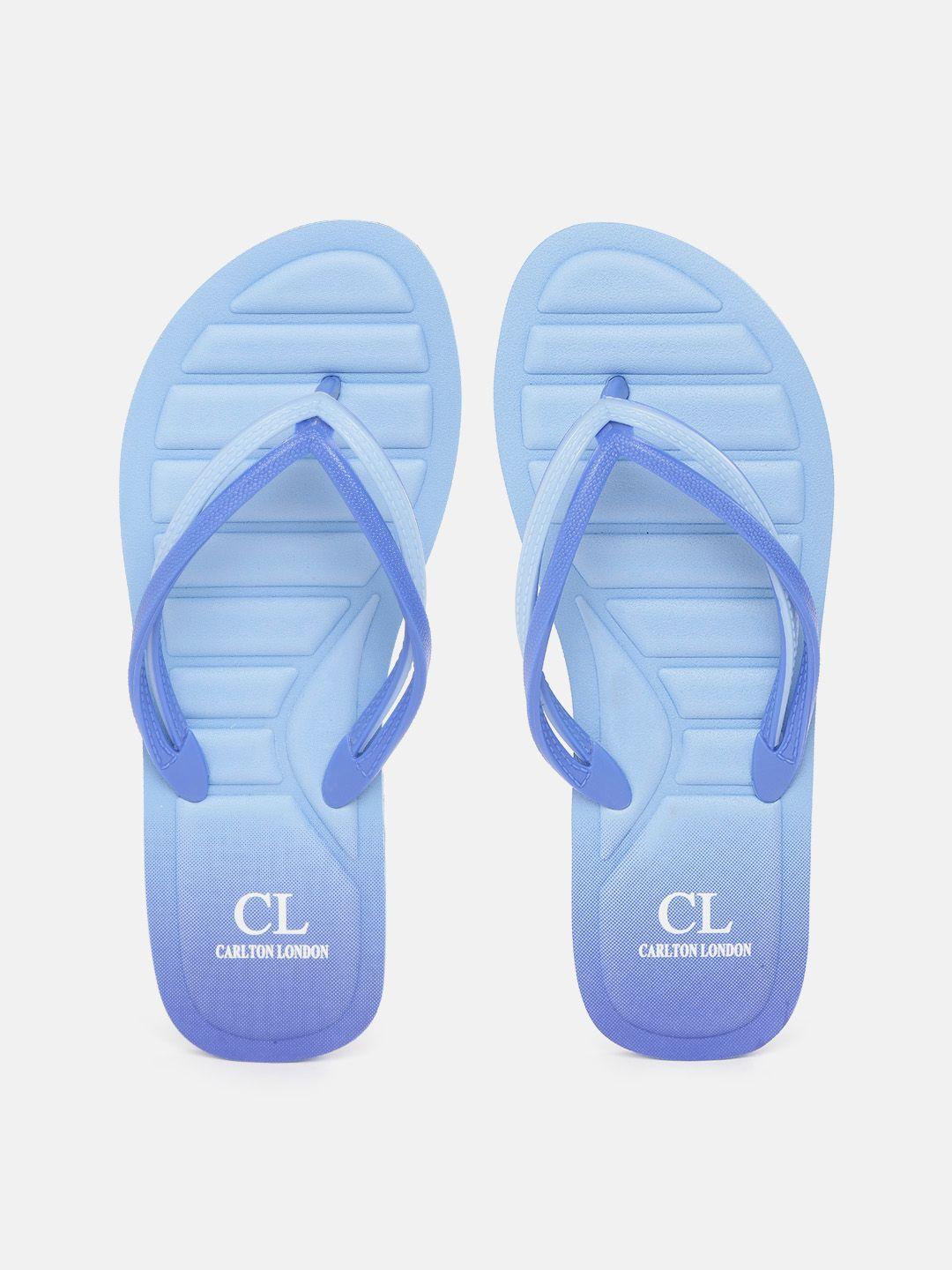 carlton london women blue textured thong flip-flops with ombre effect