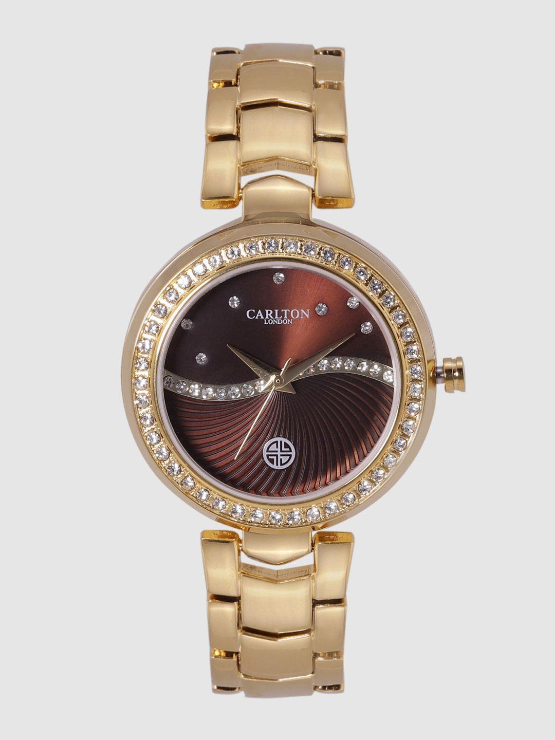 carlton london women bronze-toned analogue watch cl023gbrg