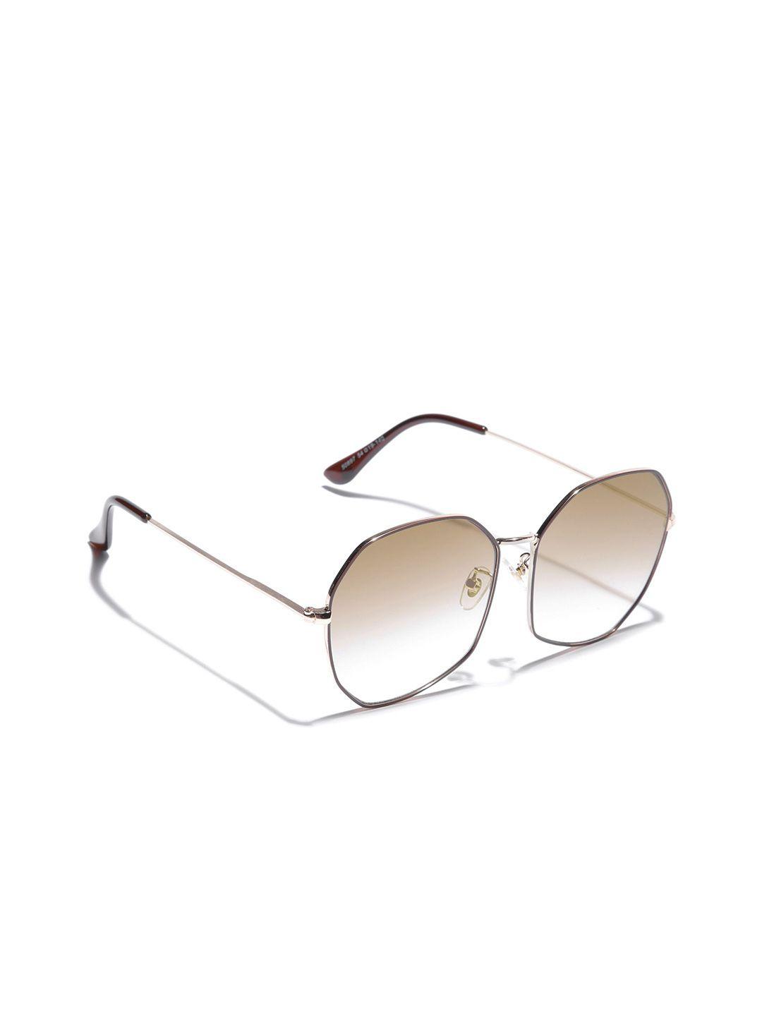 carlton london women brown lens & gold-toned oversized sunglasses with uv protected lens