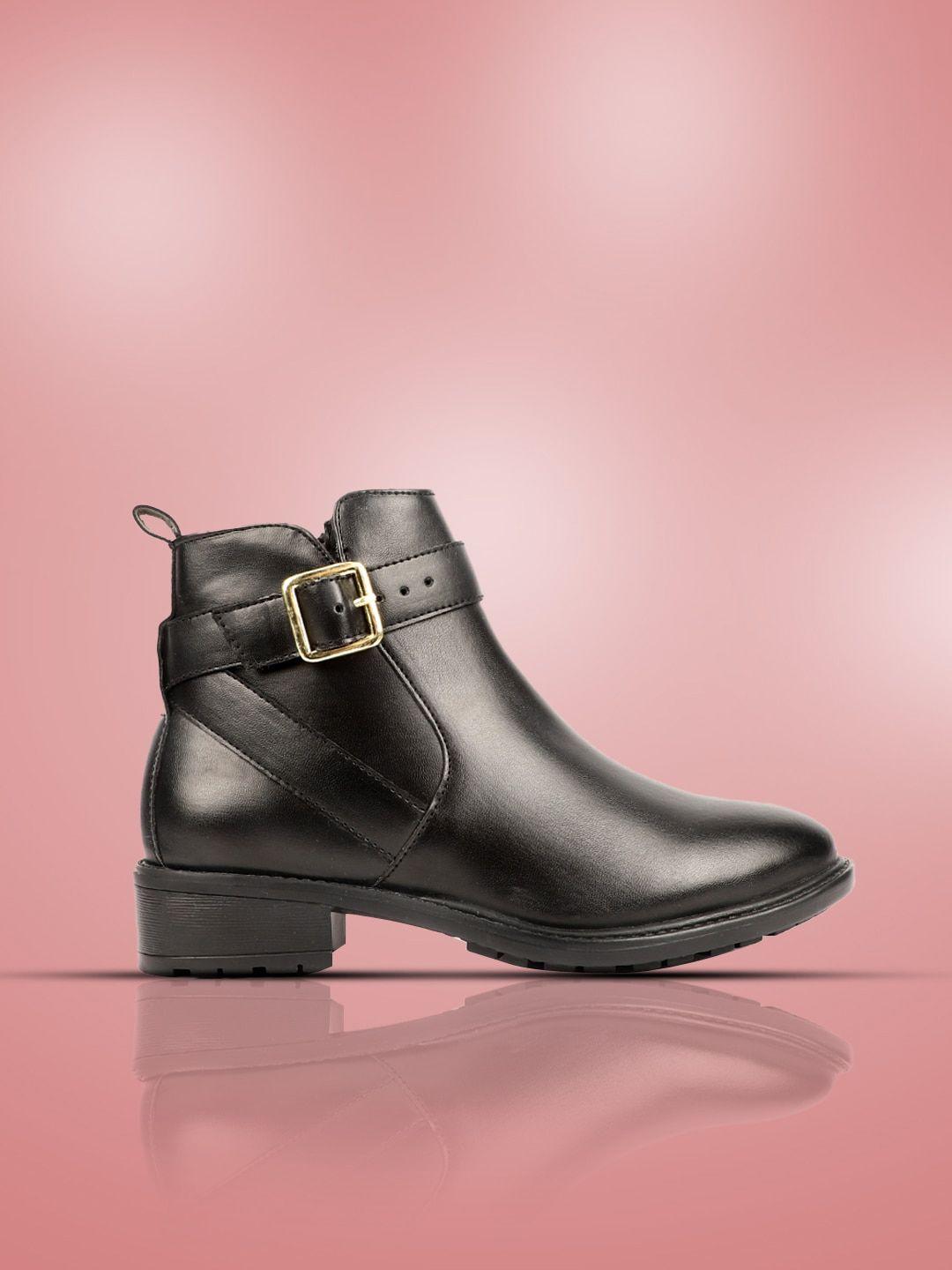 carlton london women buckle detail block-heeled mid-top regular boots