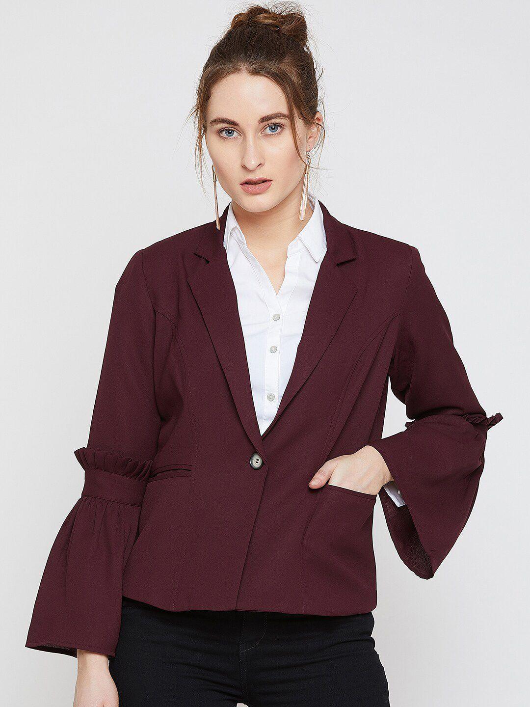 carlton london women burgundy solid polyester coat