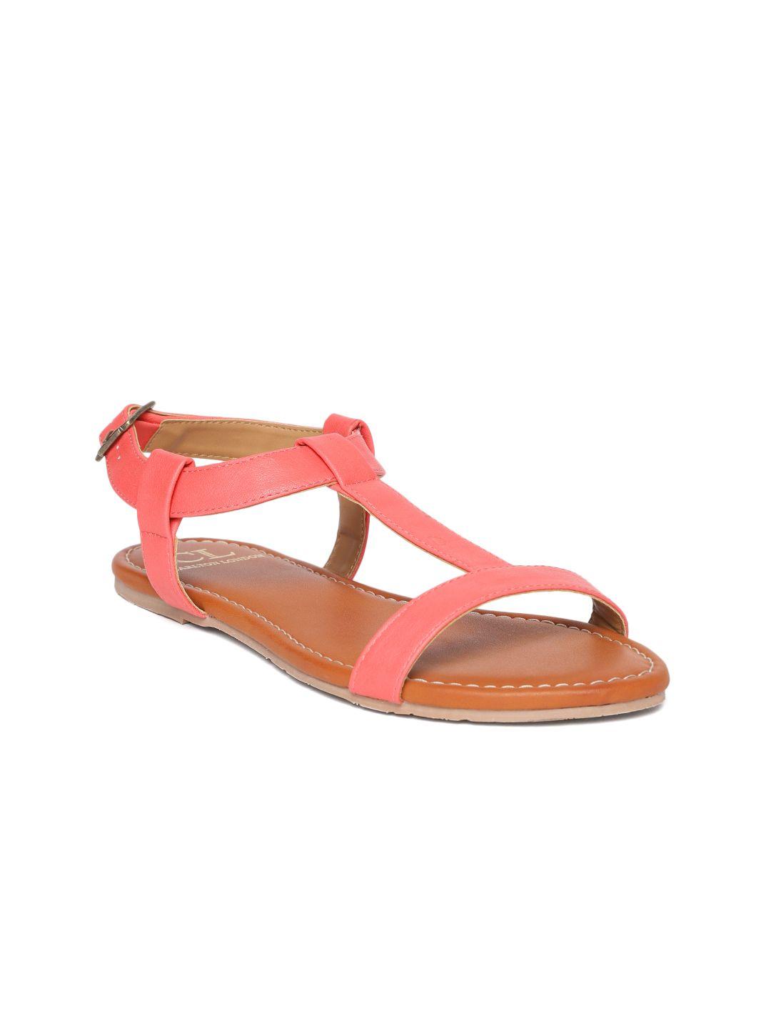 carlton london women coral pink solid open toe flats