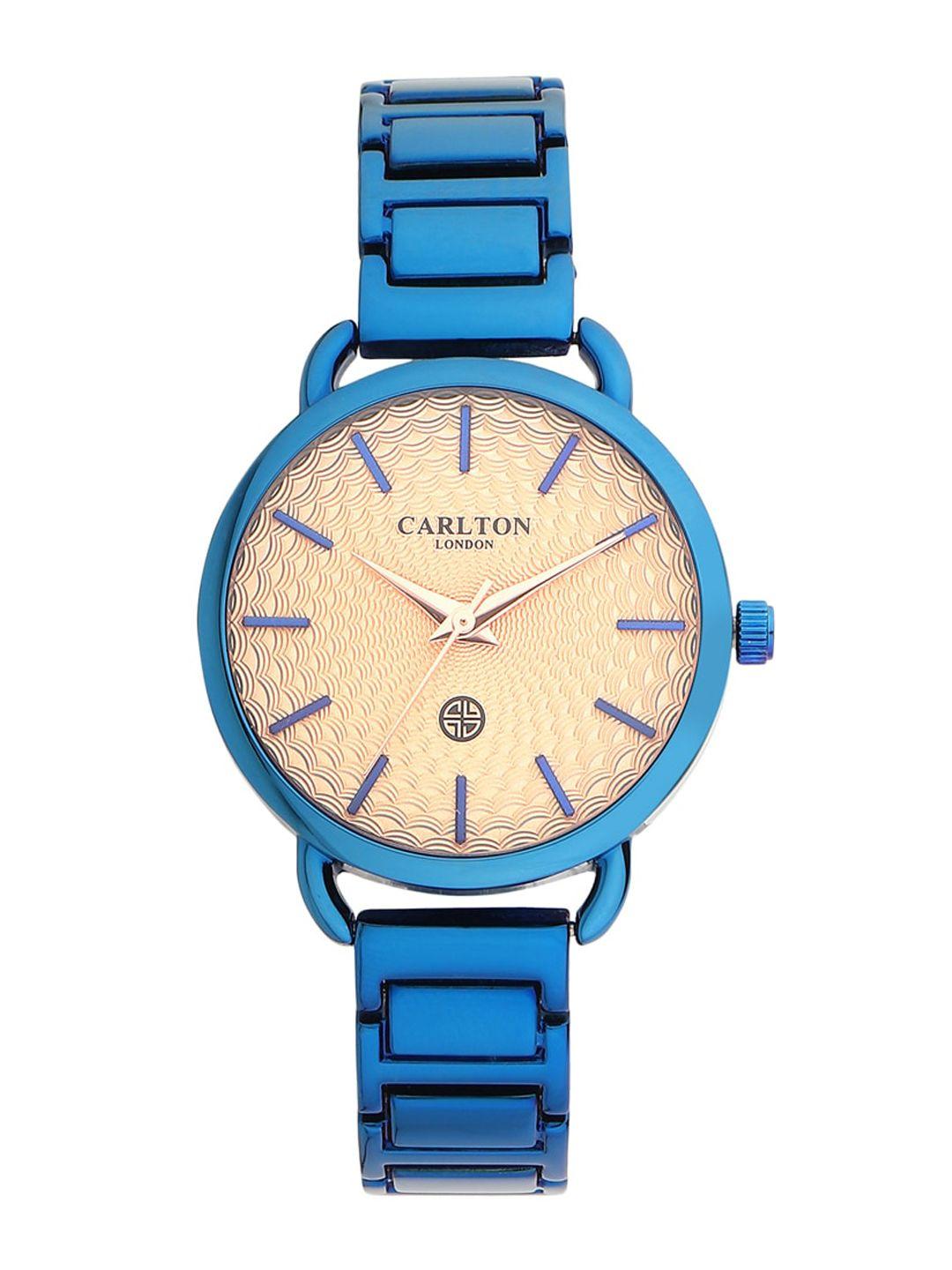 carlton london women cream-coloured & blue analogue watch cl039blrbl